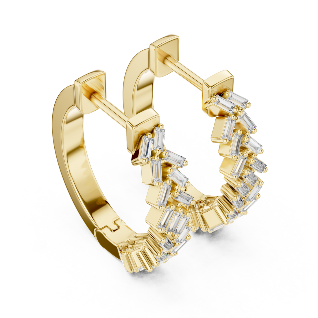 Gold Timeless Crest Structured Hoop Earrings Right View