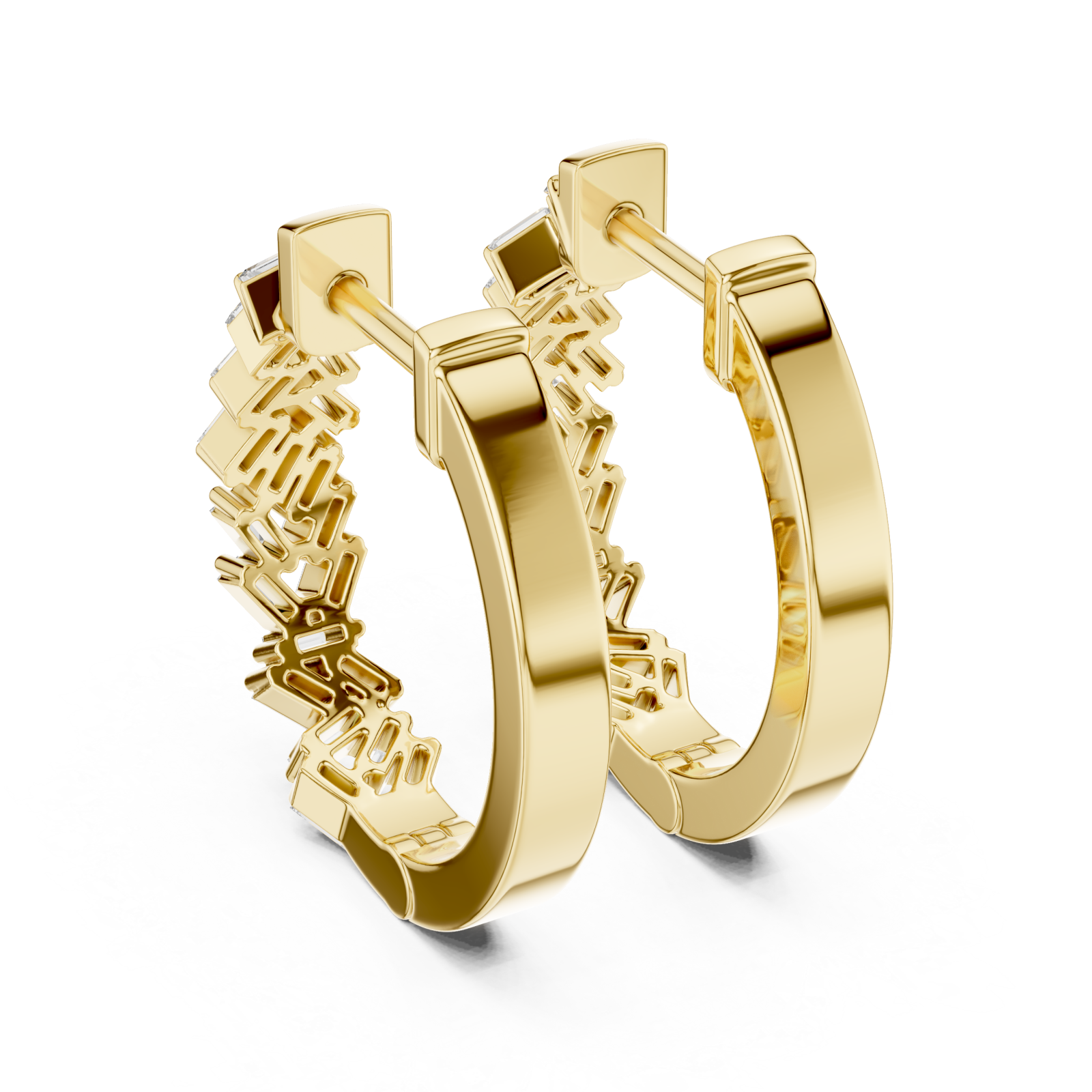  Gold Timeless Crest Structured Hoop Earrings Side View