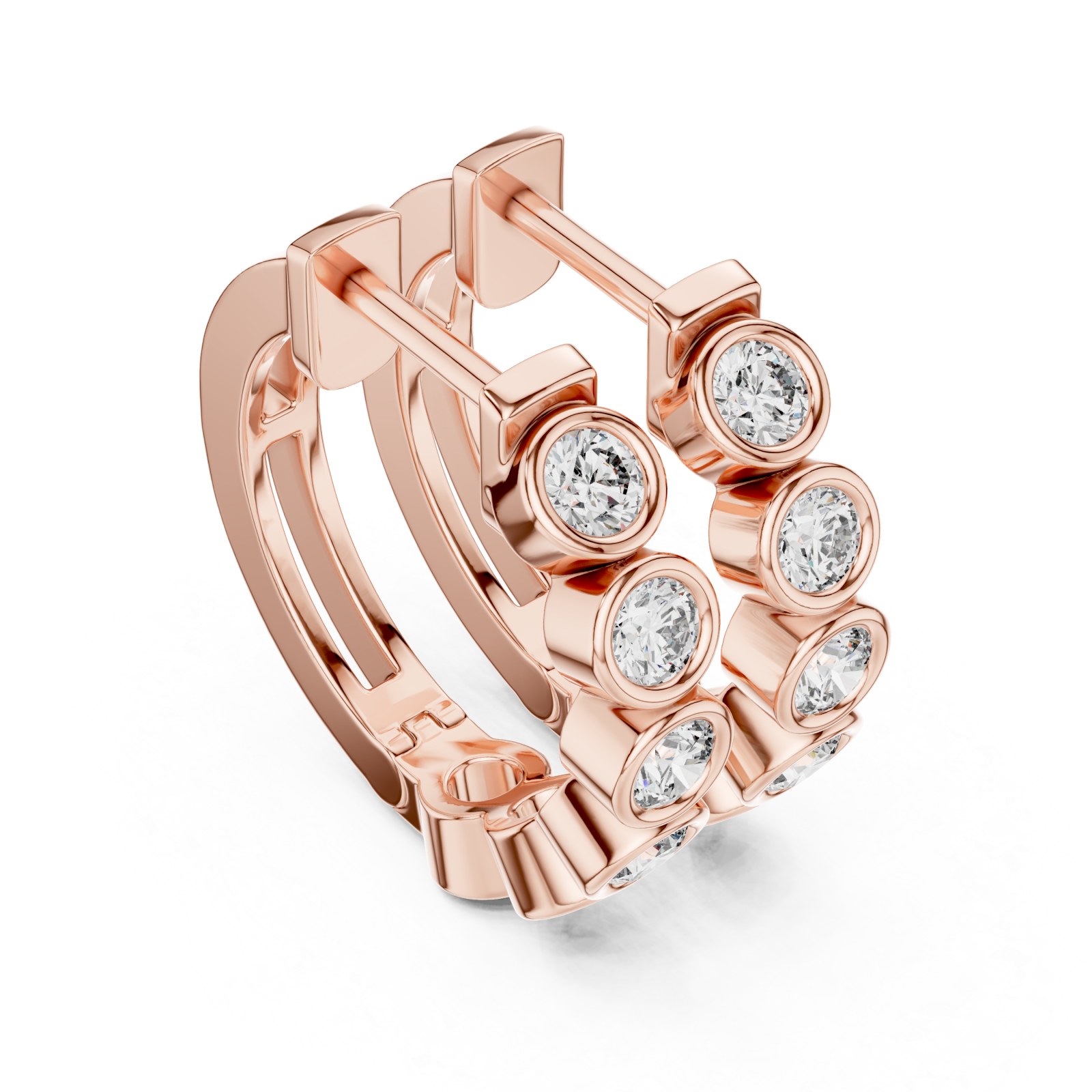  Rose Gold Enchanted Halo Row Earrings Right View