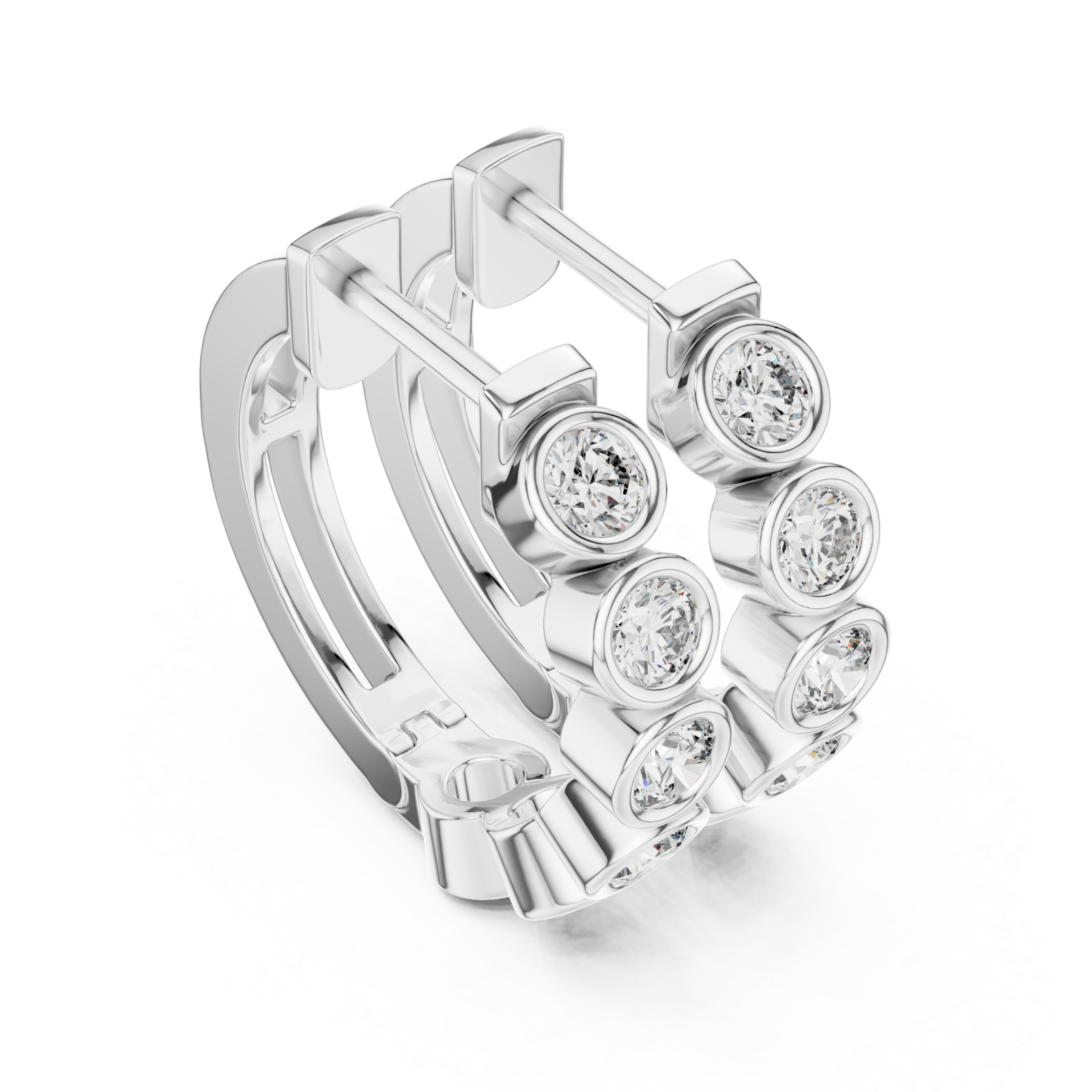  White Gold Enchanted Halo Row Earrings Right View