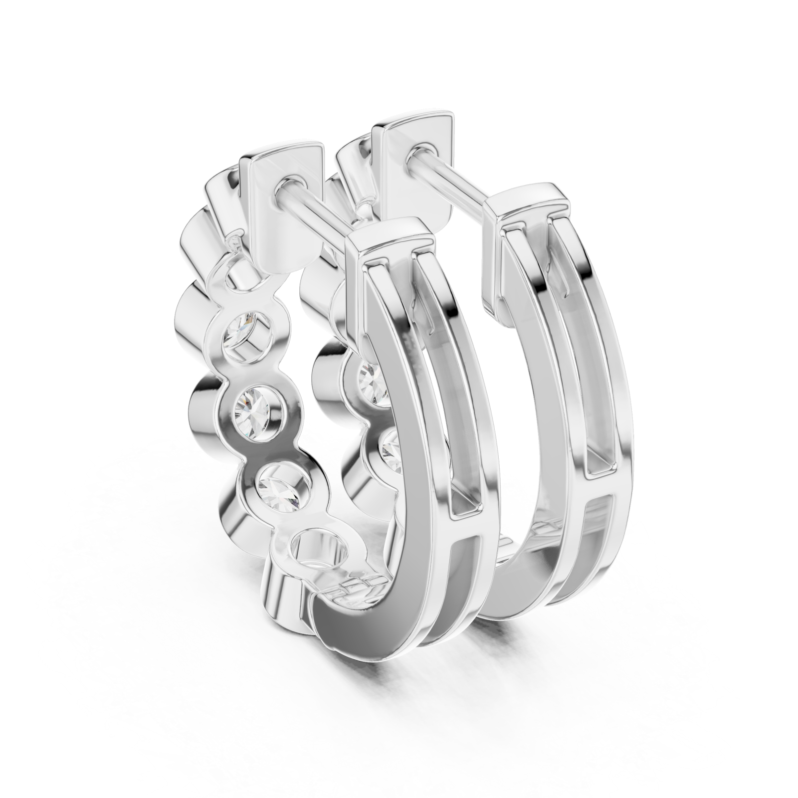 White Gold Enchanted Halo Row Earrings Side View