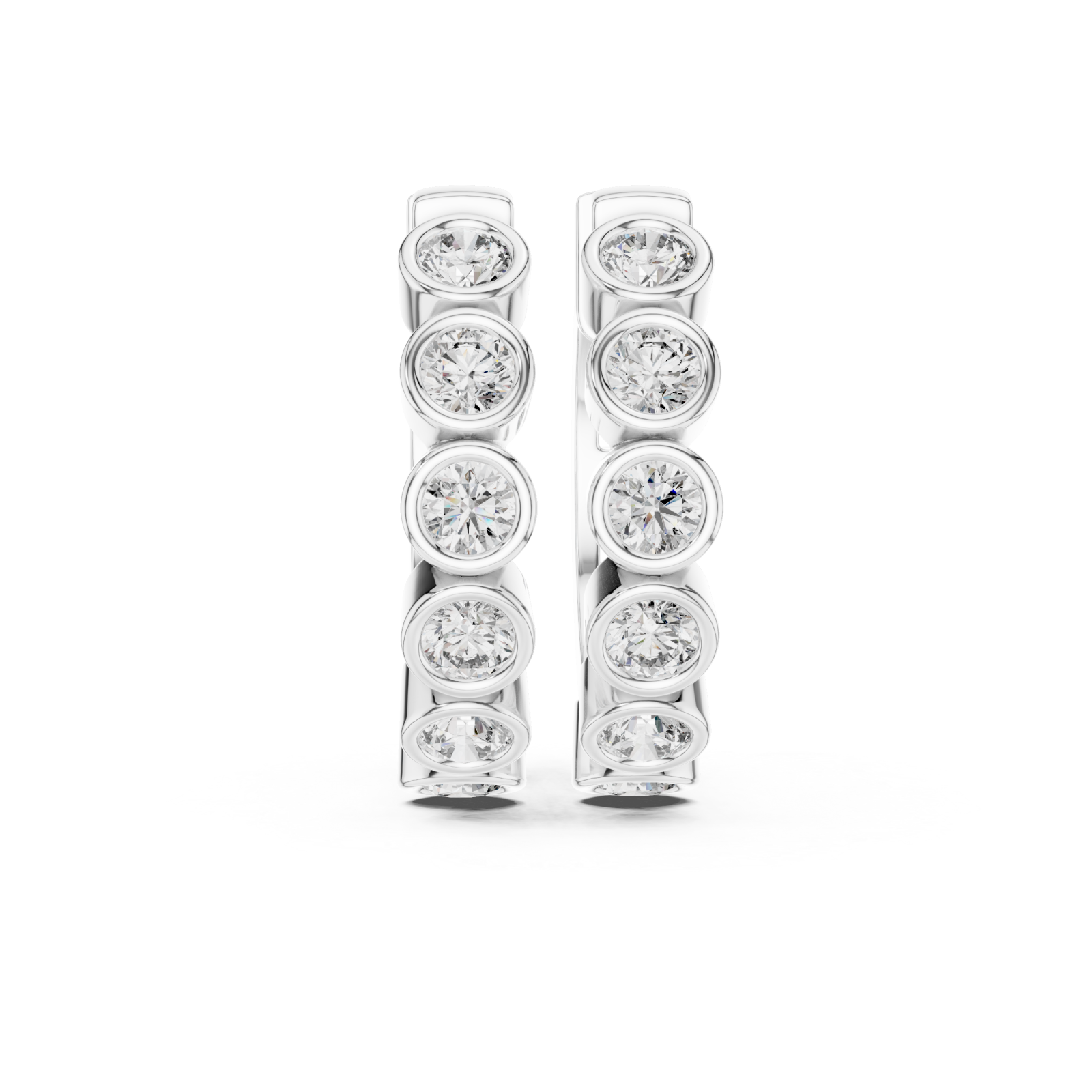  White Gold Enchanted Halo Row Earrings Front View