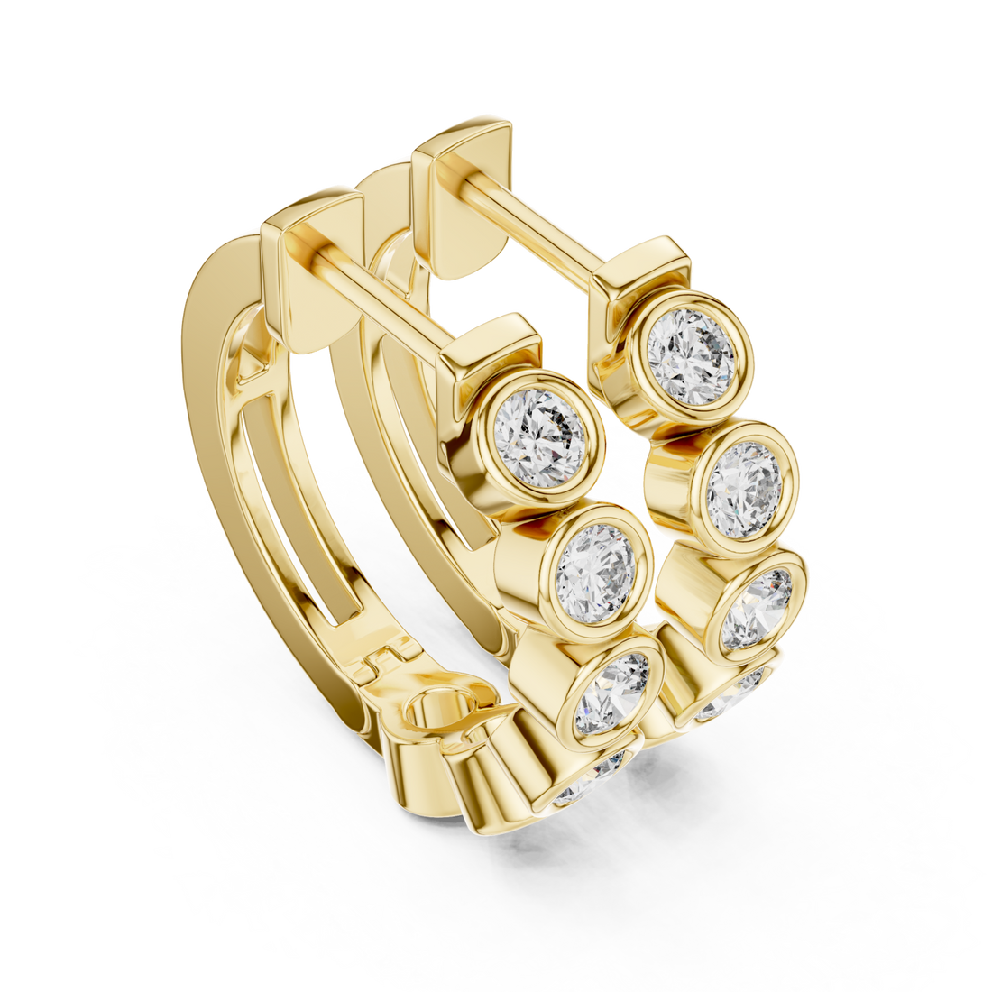 Gold Enchanted Halo Row Earrings Right View