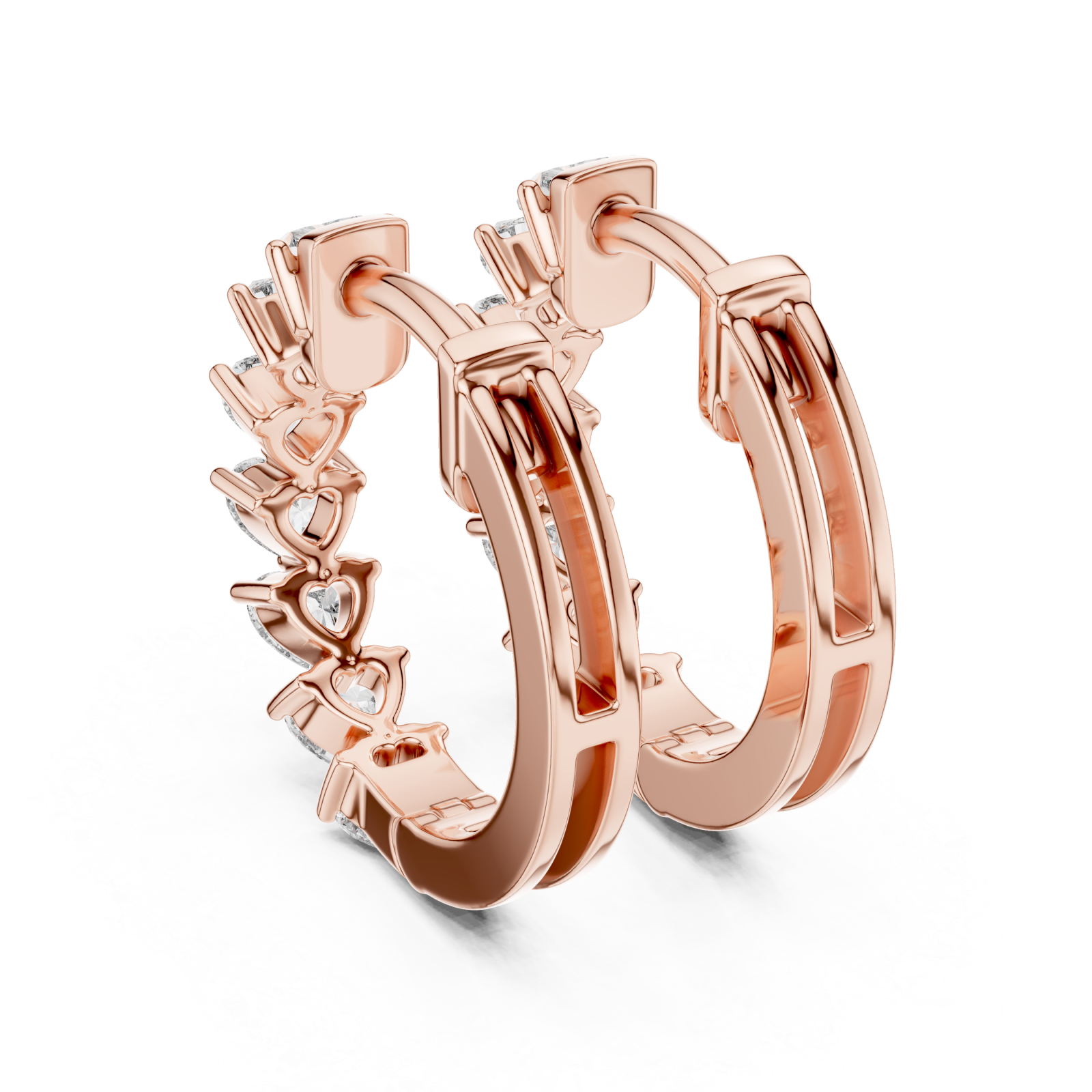  Rose Gold Celestial Harmony Petite Hoop Earrings Side View