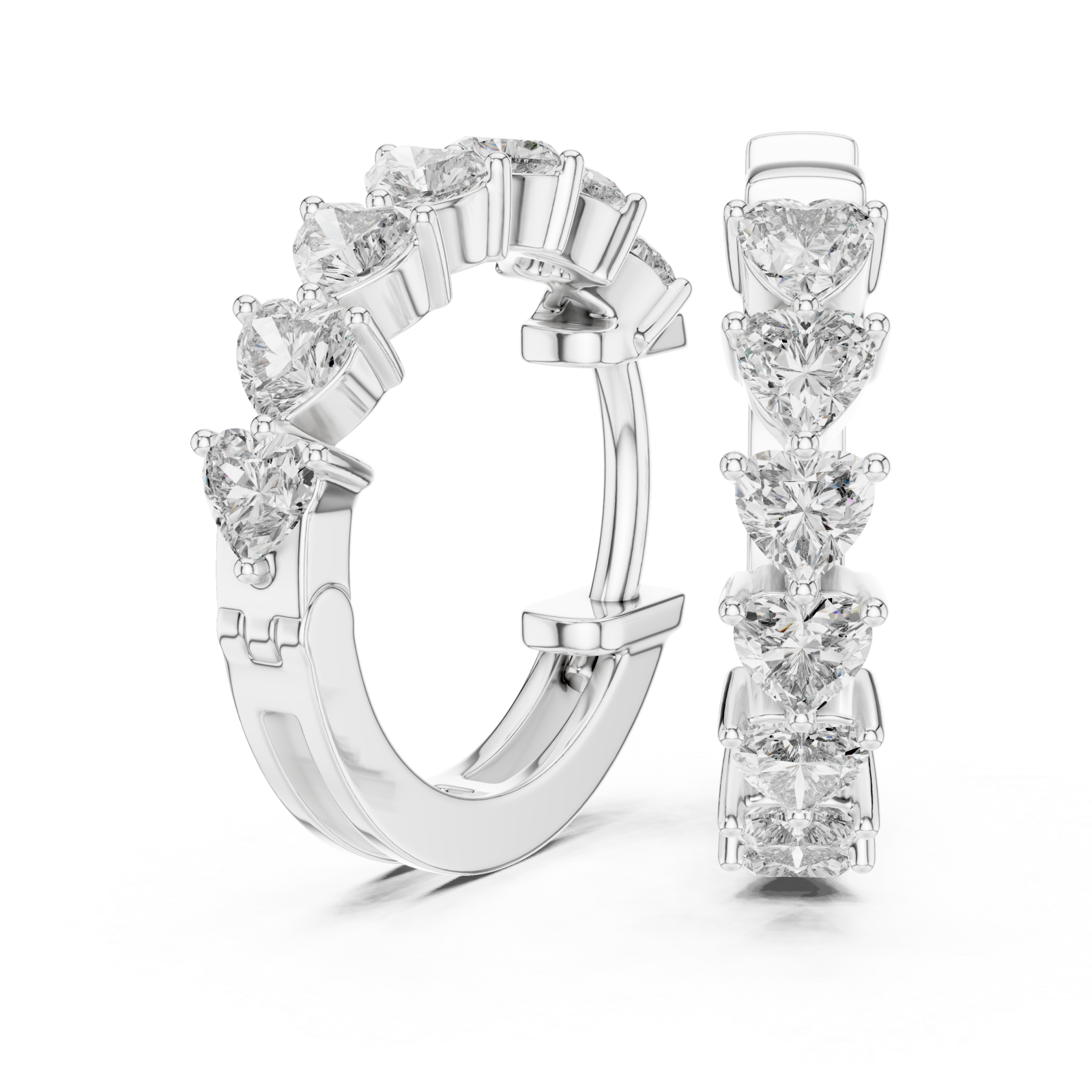  White Gold Celestial Harmony Petite Hoop Earrings Left View