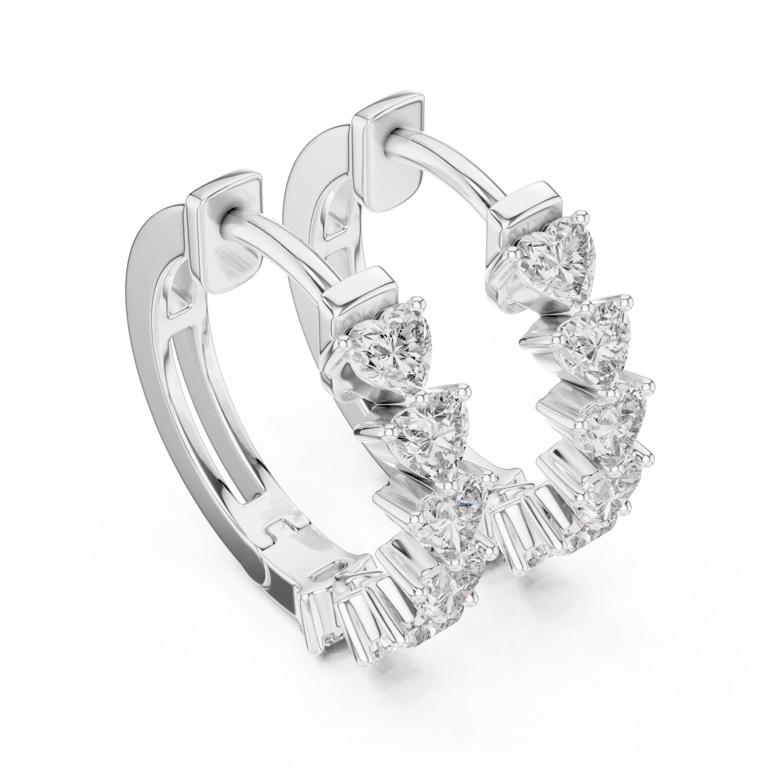  White Gold Celestial Harmony Petite Hoop Earrings Right View