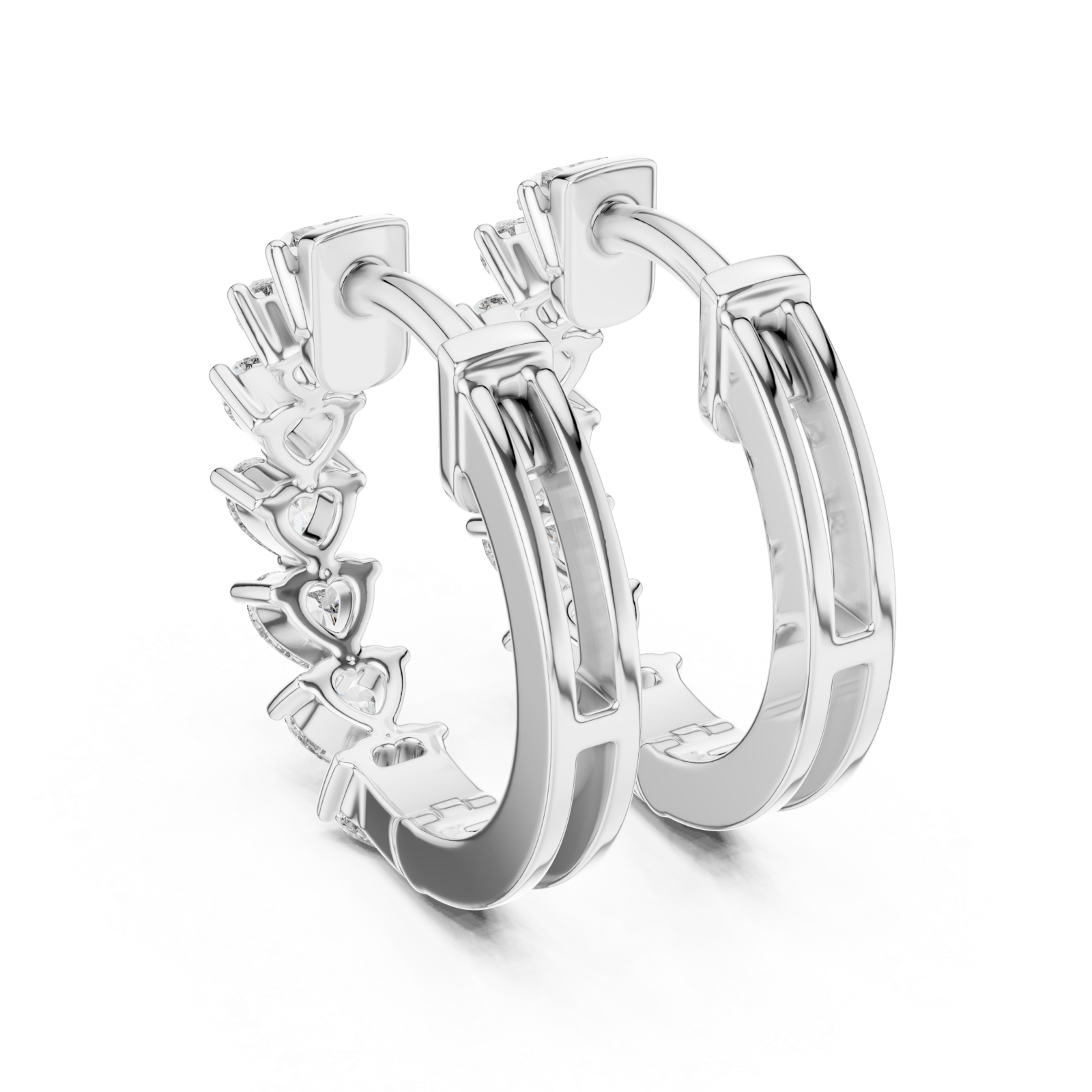  White Gold Celestial Harmony Petite Hoop Earrings Side View