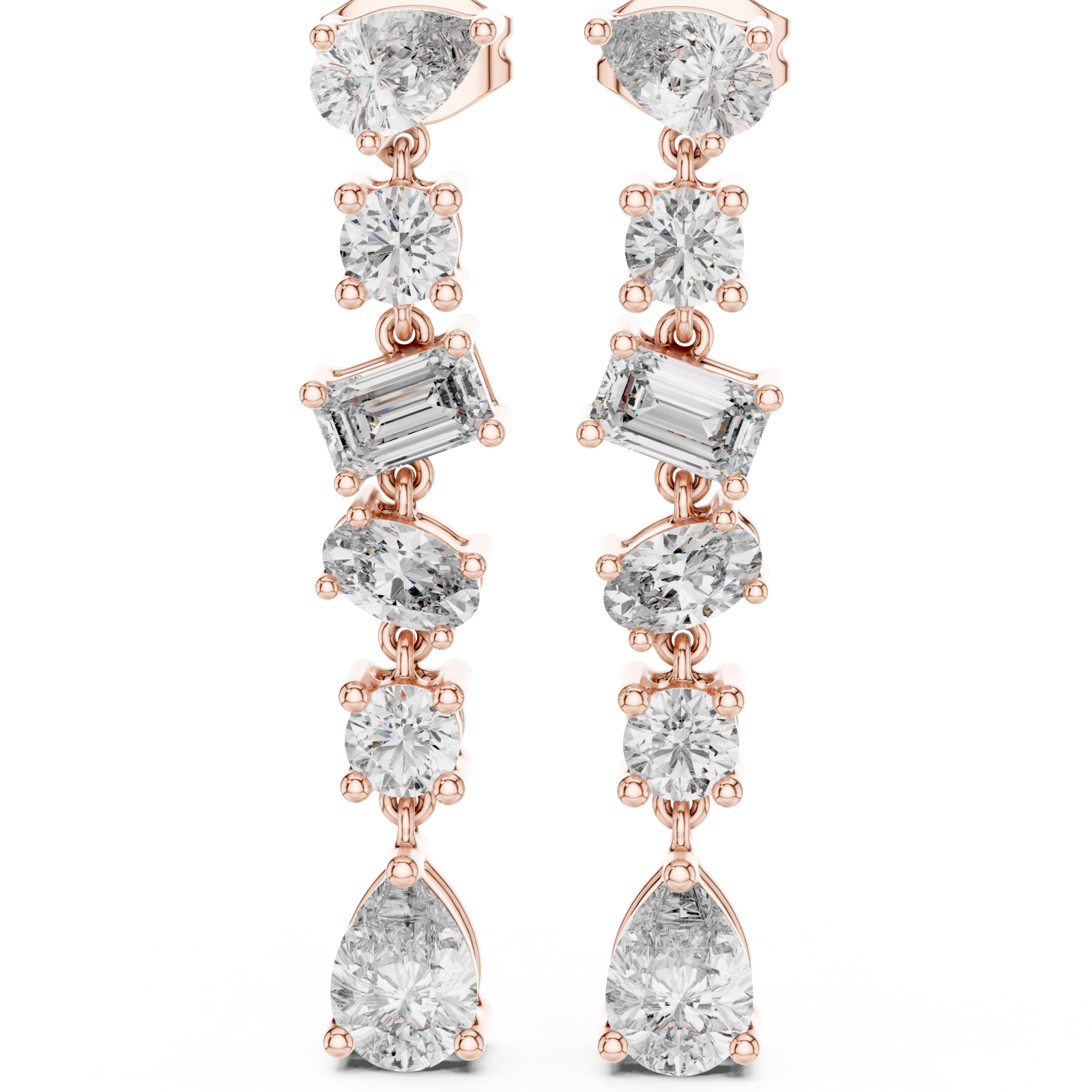  Rose Gold Pure Harmony Sparkle Elegance Dangle Earrings Left View