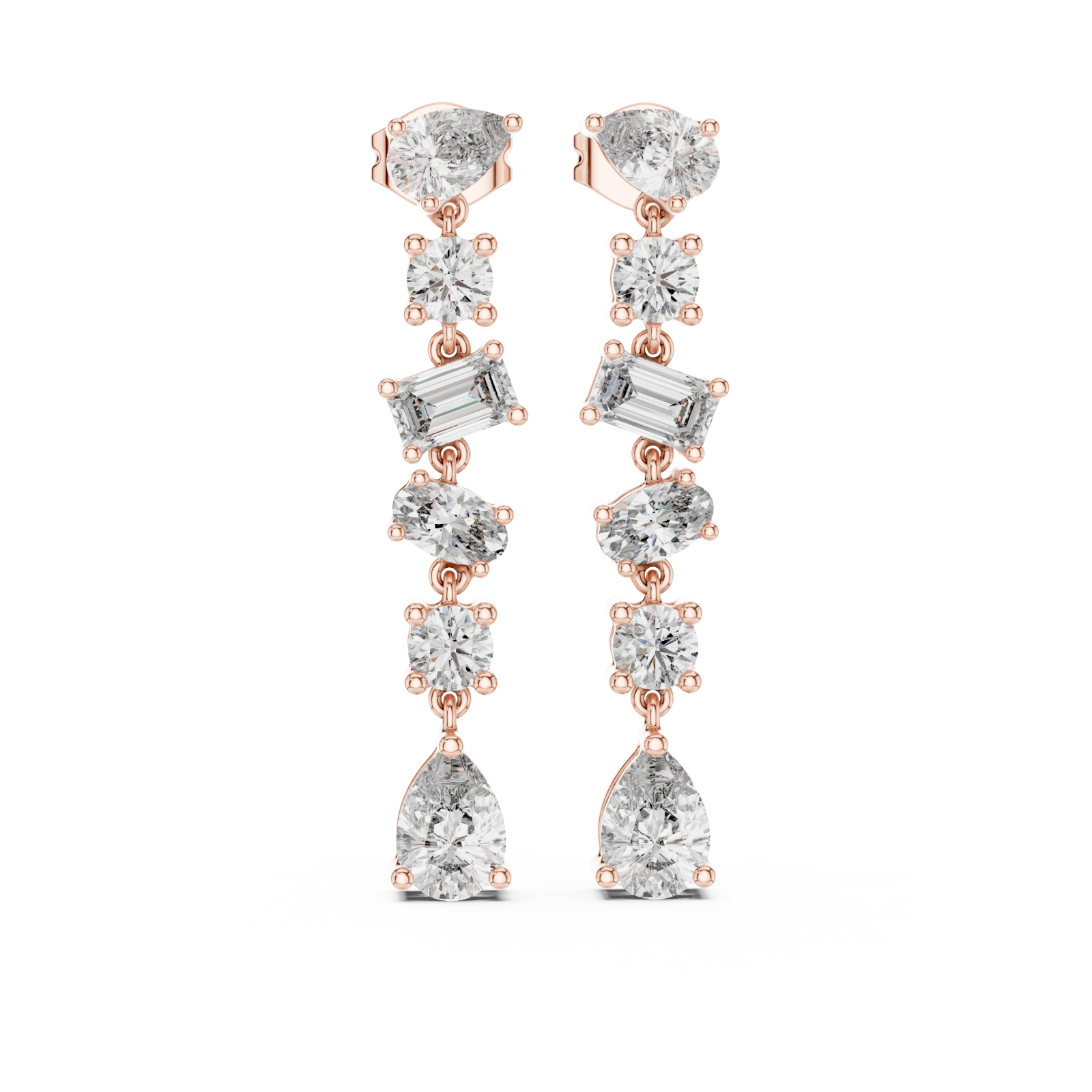  Rose Gold Pure Harmony Sparkle Elegance Dangle Earrings Front View