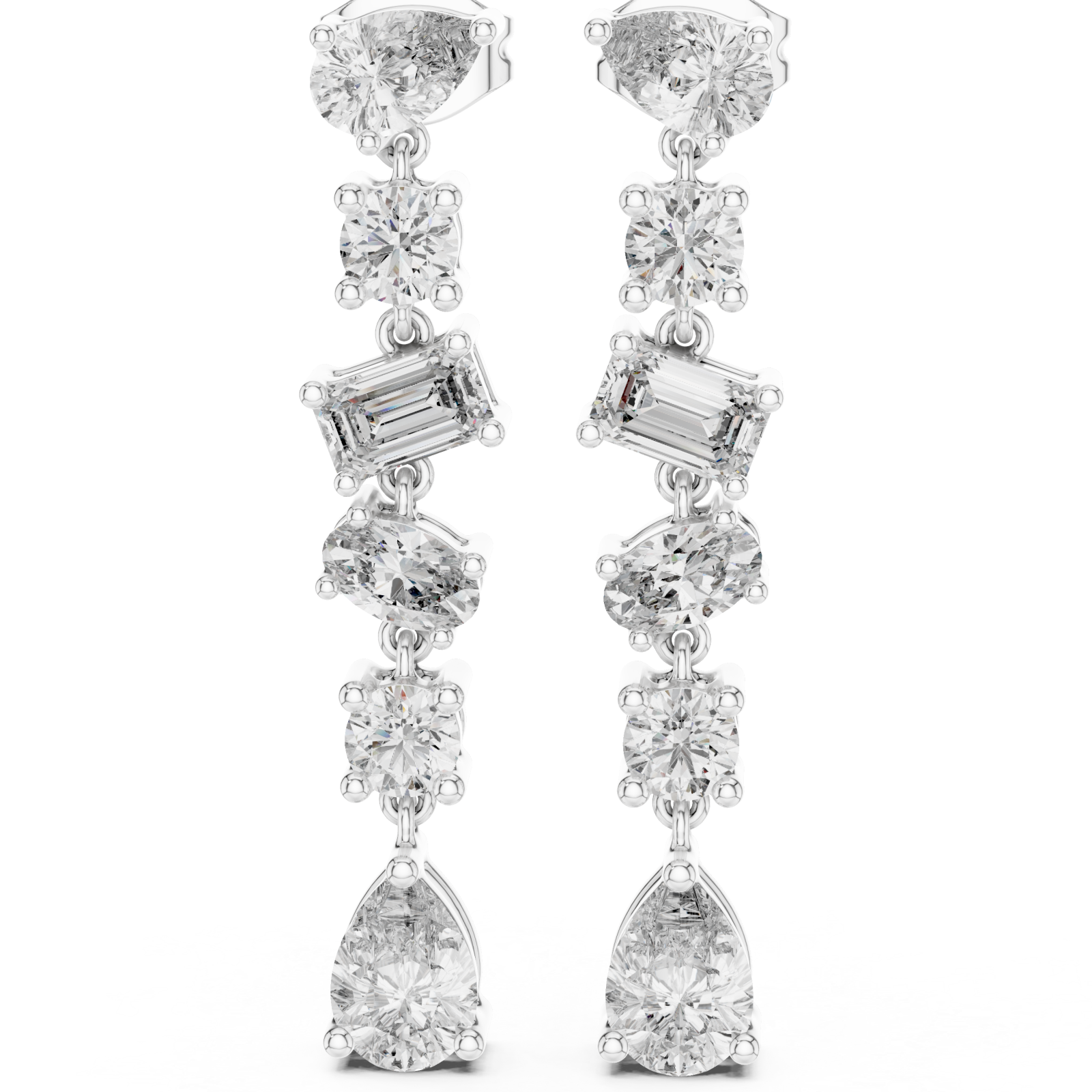  White Gold Pure Harmony Sparkle Elegance Dangle Earrings Left View