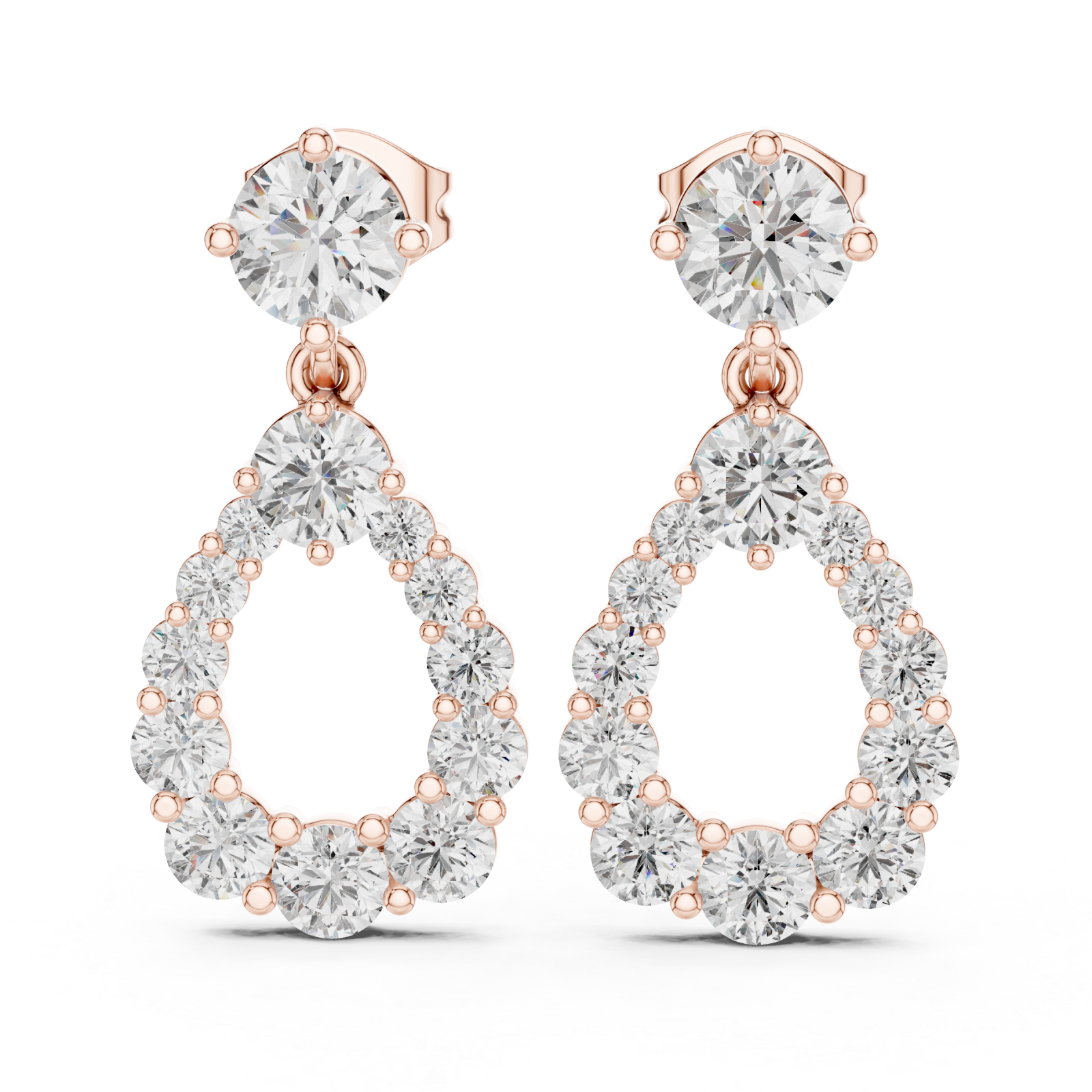  Rose Gold Celestial Orbit Hanging Earrings Left View