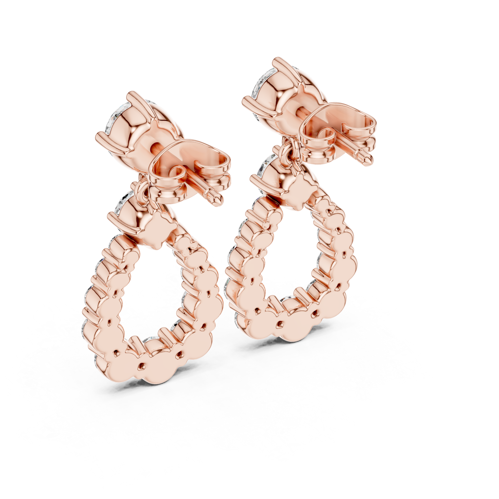  Rose Gold Celestial Orbit Hanging Earrings Side View