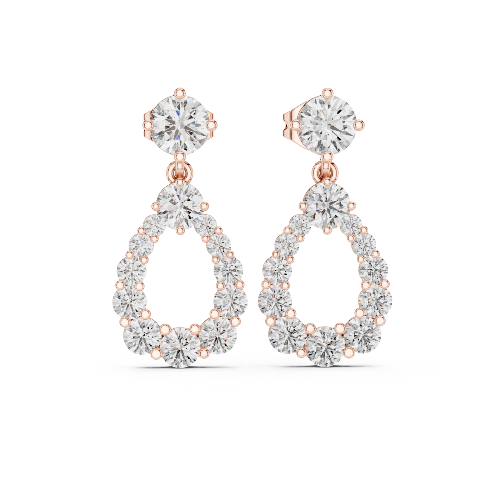  Rose Gold Celestial Orbit Hanging Earrings Front View