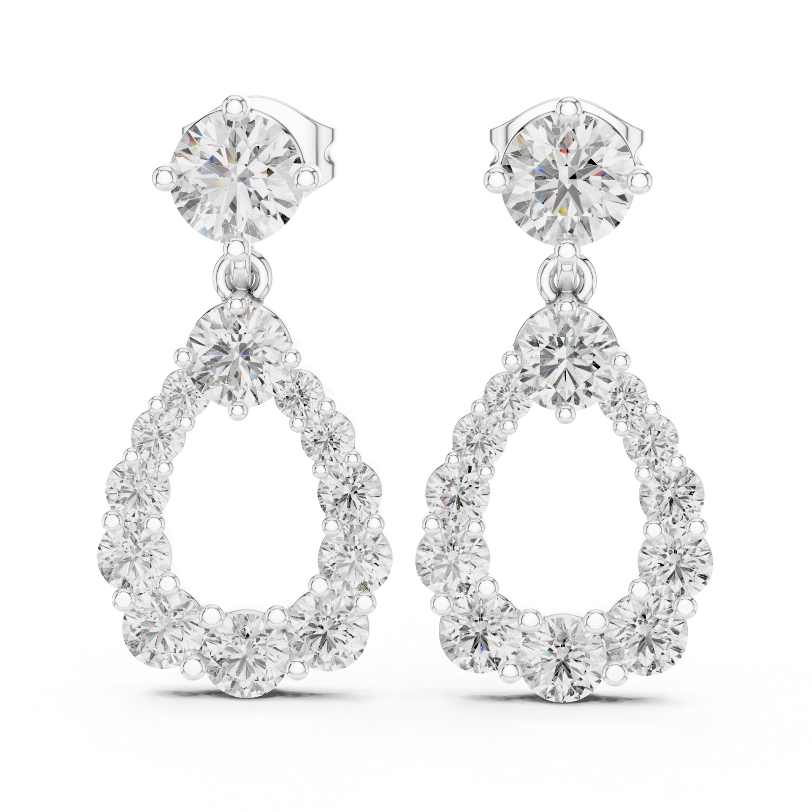  White Gold Celestial Orbit Hanging Earrings Left View