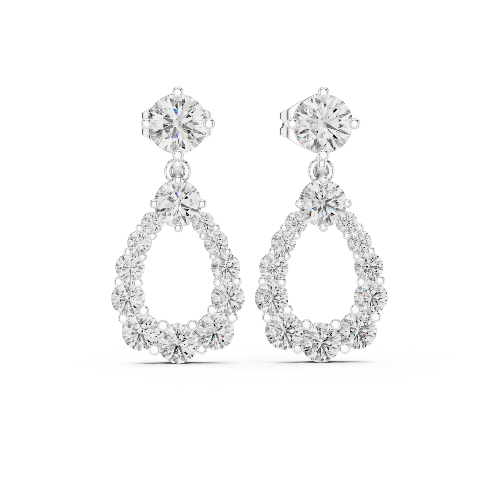  White Gold Celestial Orbit Hanging Earrings Front View