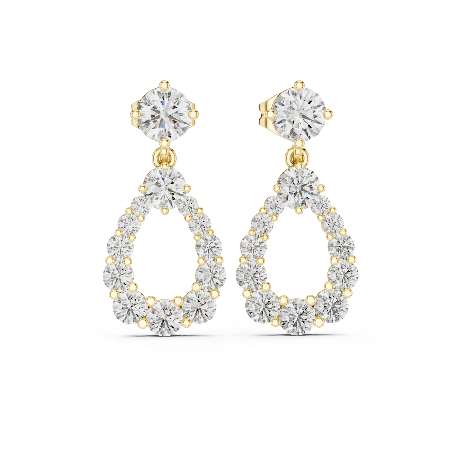  Gold Celestial Orbit Hanging Earrings Front View