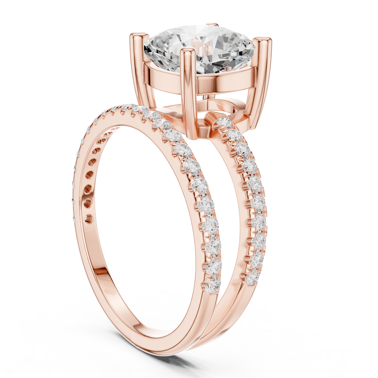  Rose Gold Twilight Grace Double Row Statement Ring Left View