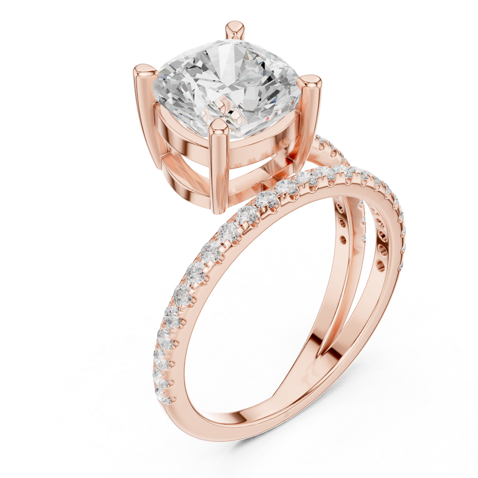  Rose Gold Twilight Grace Double Row Statement Ring Right View