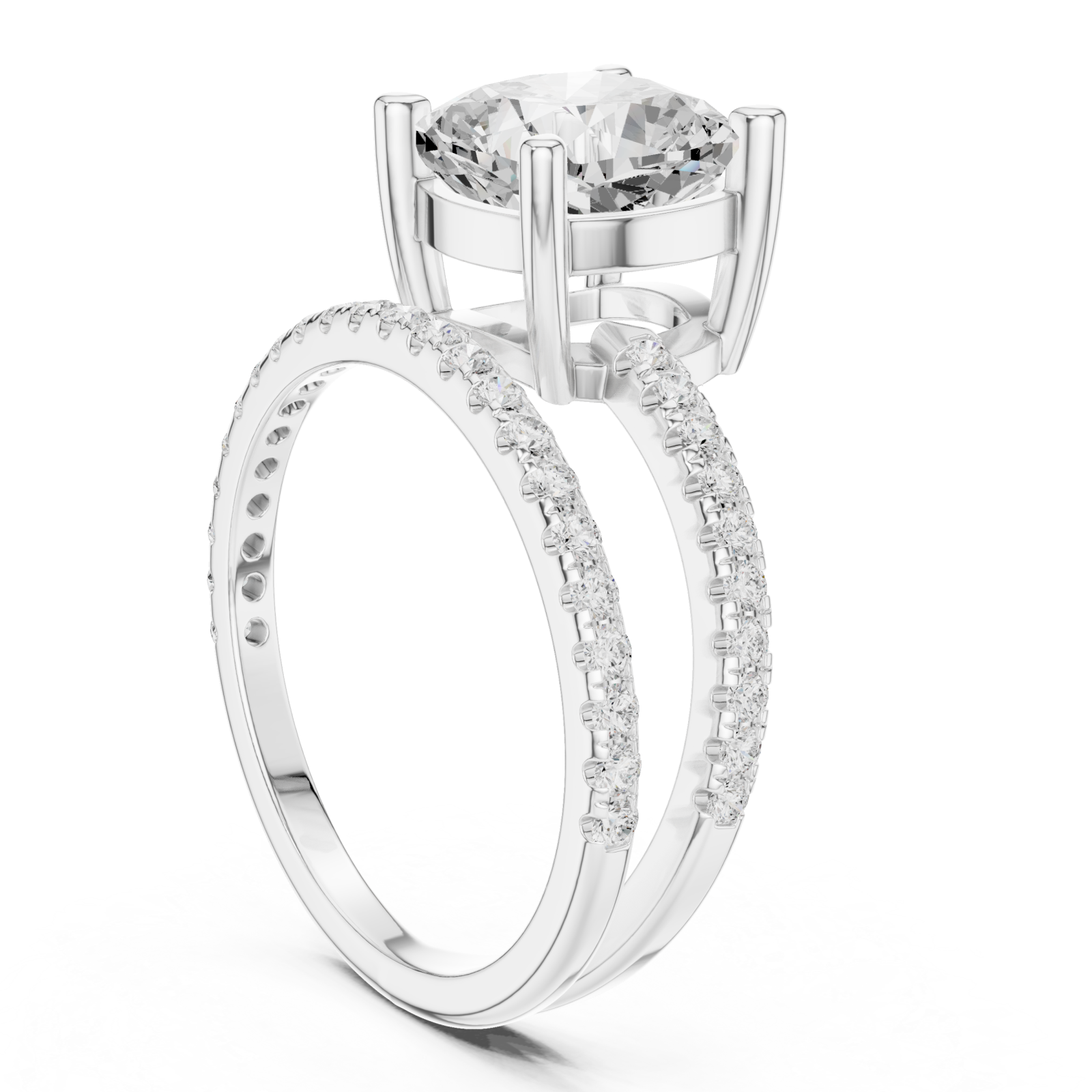  White Gold Twilight Grace Double Row Statement Ring Left View