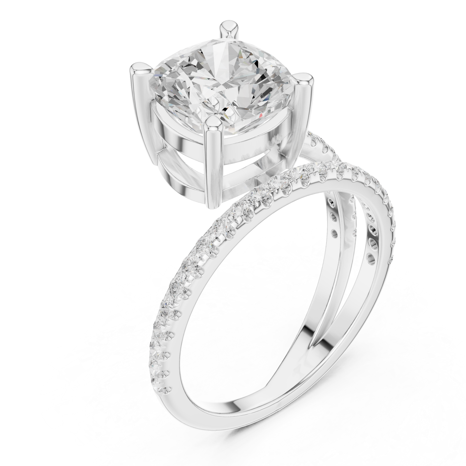  White Gold Twilight Grace Double Row Statement Ring Right View