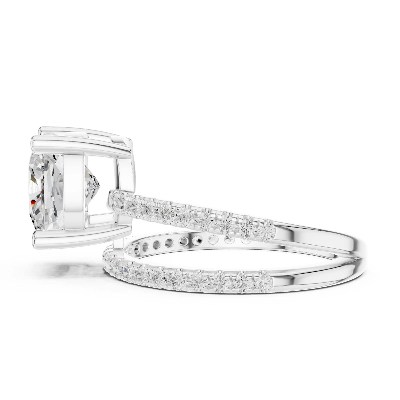  White Gold Twilight Grace Double Row Statement Ring Side View