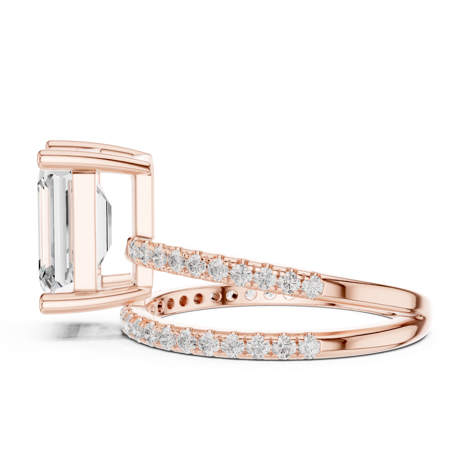  Rose Gold Modern Luxe Solitaire Anniversary Ring Side View