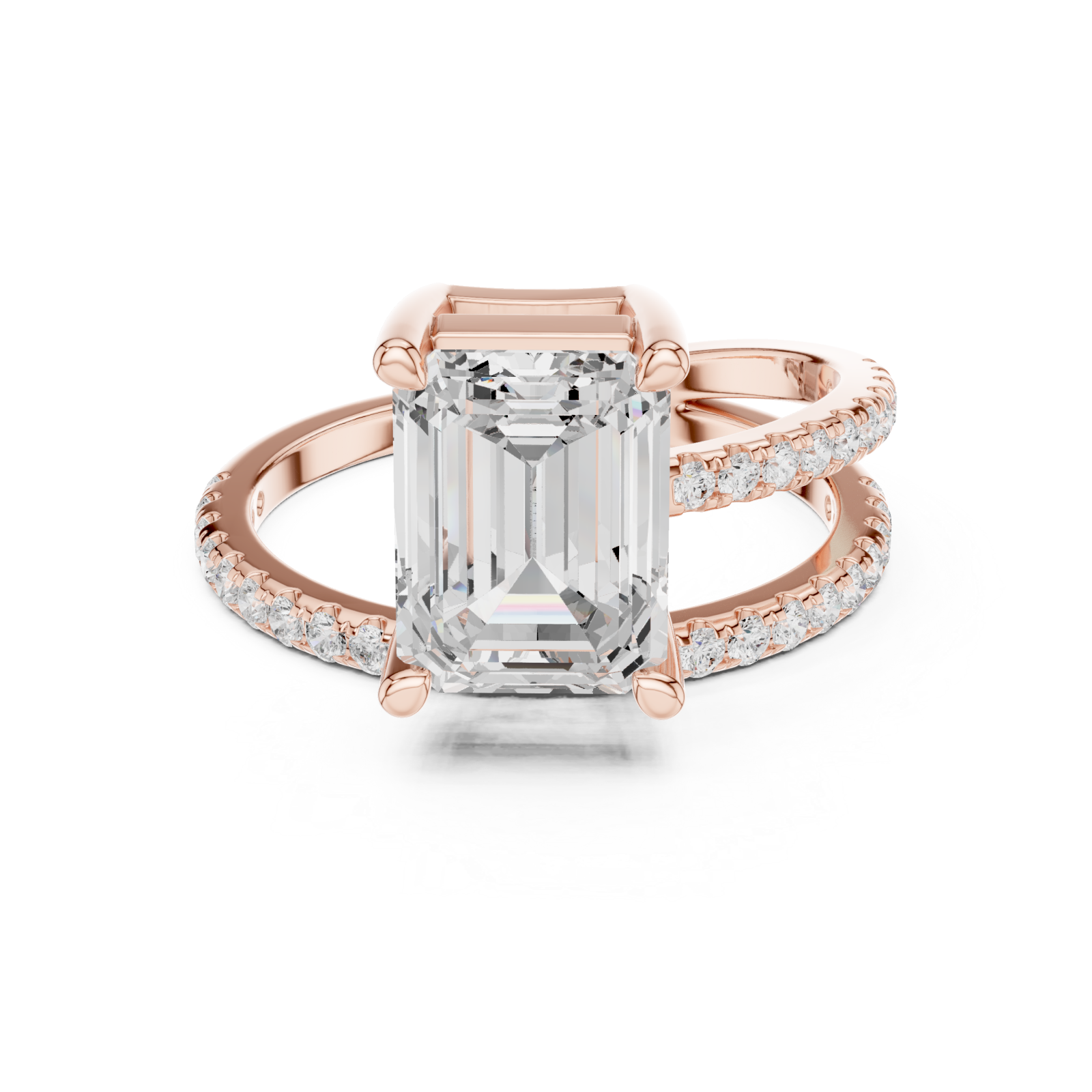  Rose Gold Modern Luxe Solitaire Anniversary Ring Front View