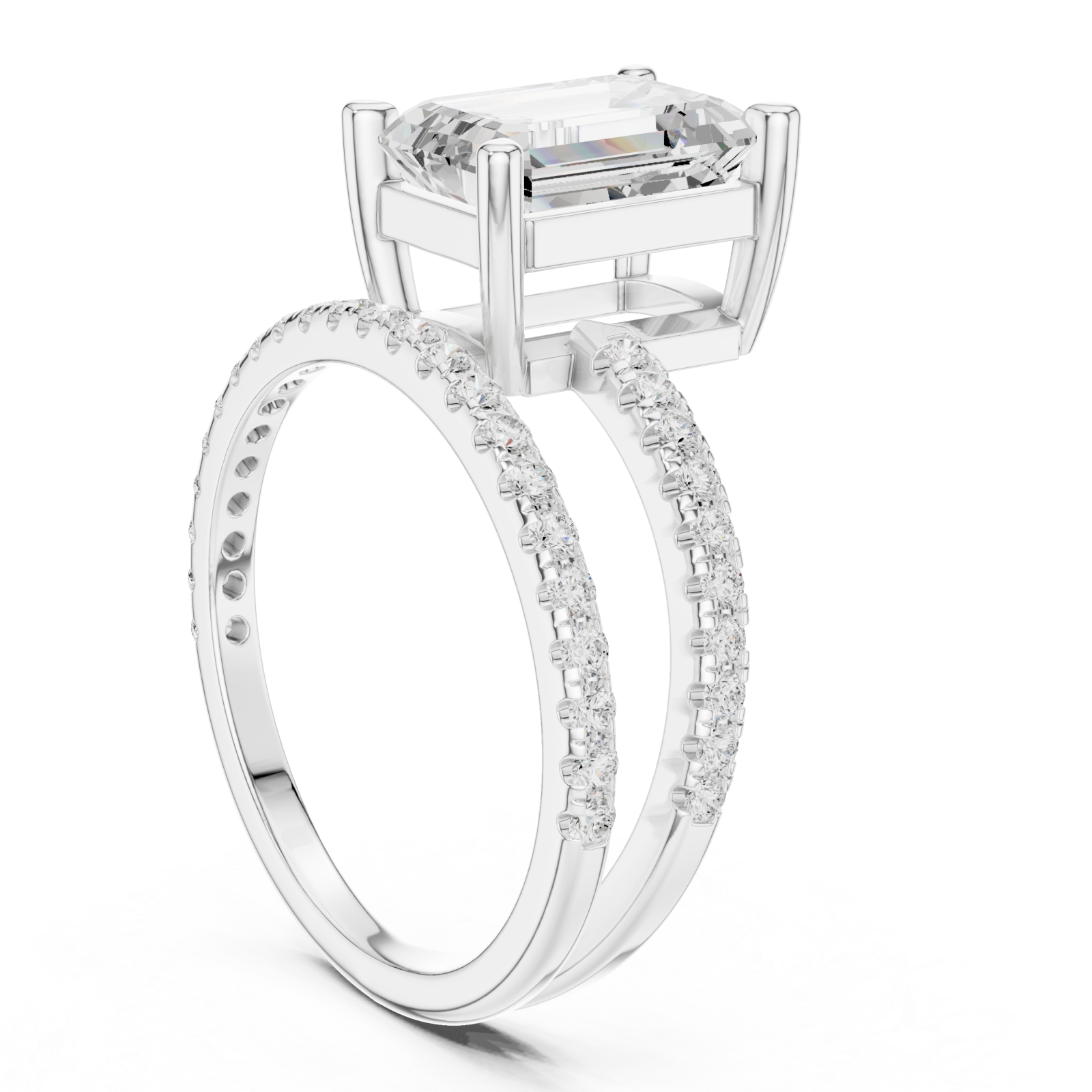  White Gold Modern Luxe Solitaire Anniversary Ring Left View