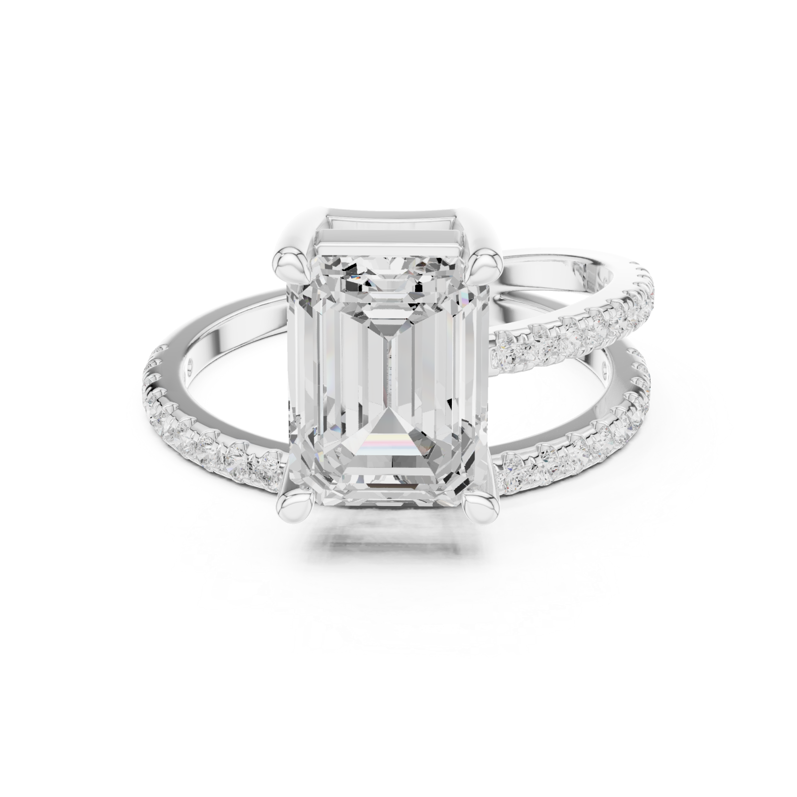  White Gold Modern Luxe Solitaire Anniversary Ring Front View