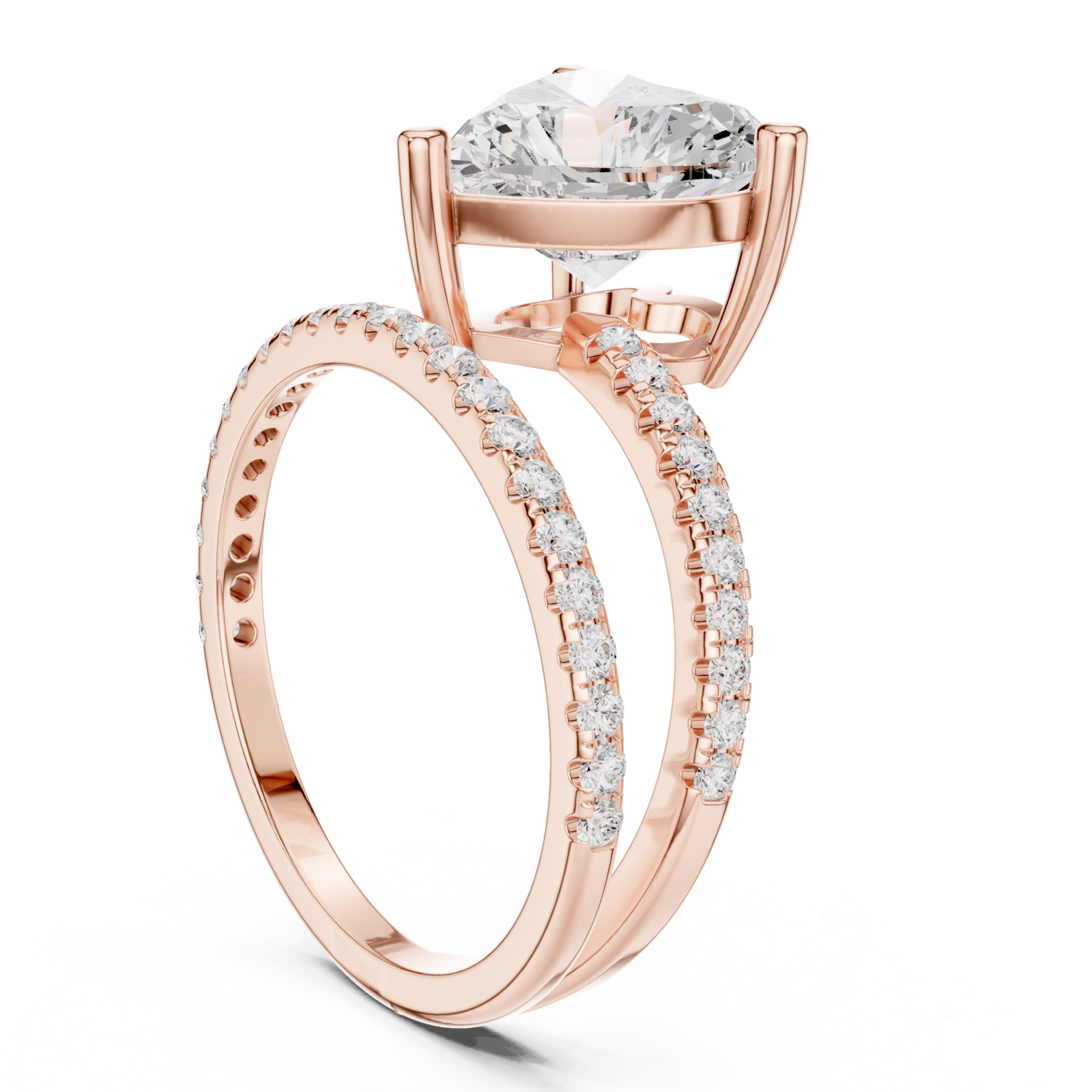  Rose Gold Luminous Heart Ascend Embrace Band Ring Left View
