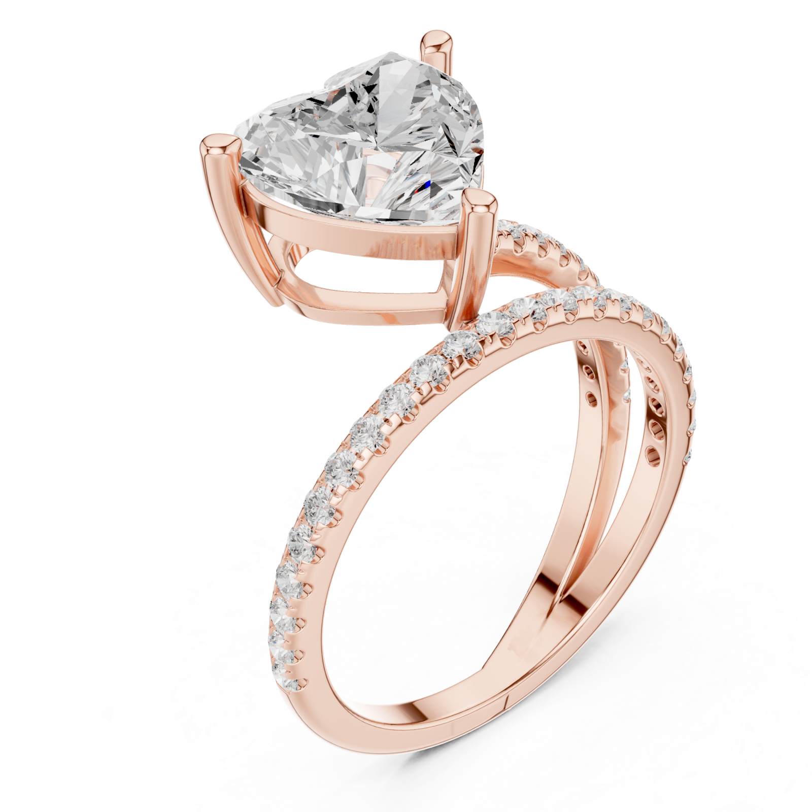  Rose Gold Luminous Heart Ascend Embrace Band Ring Right View