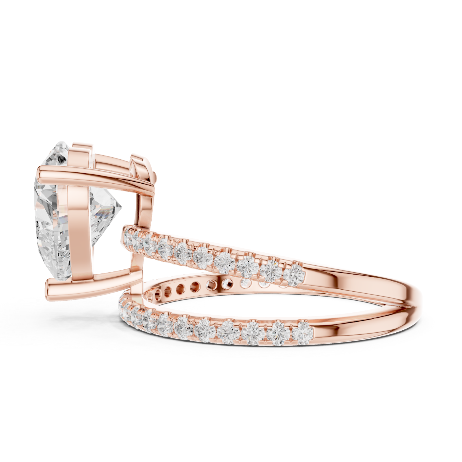  Rose Gold Luminous Heart Ascend Embrace Band Ring Side View