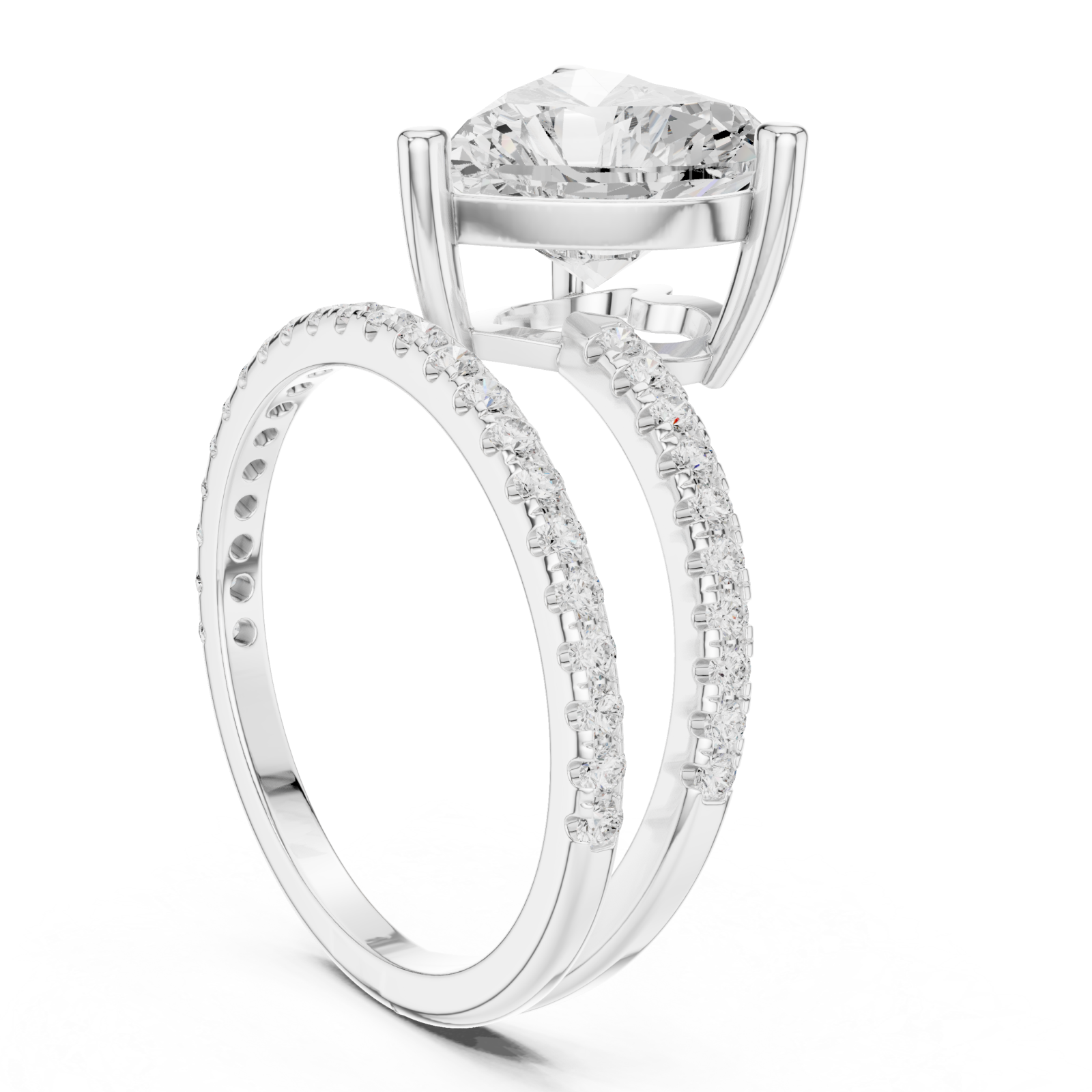  White Gold Luminous Heart Ascend Embrace Band Ring Left View