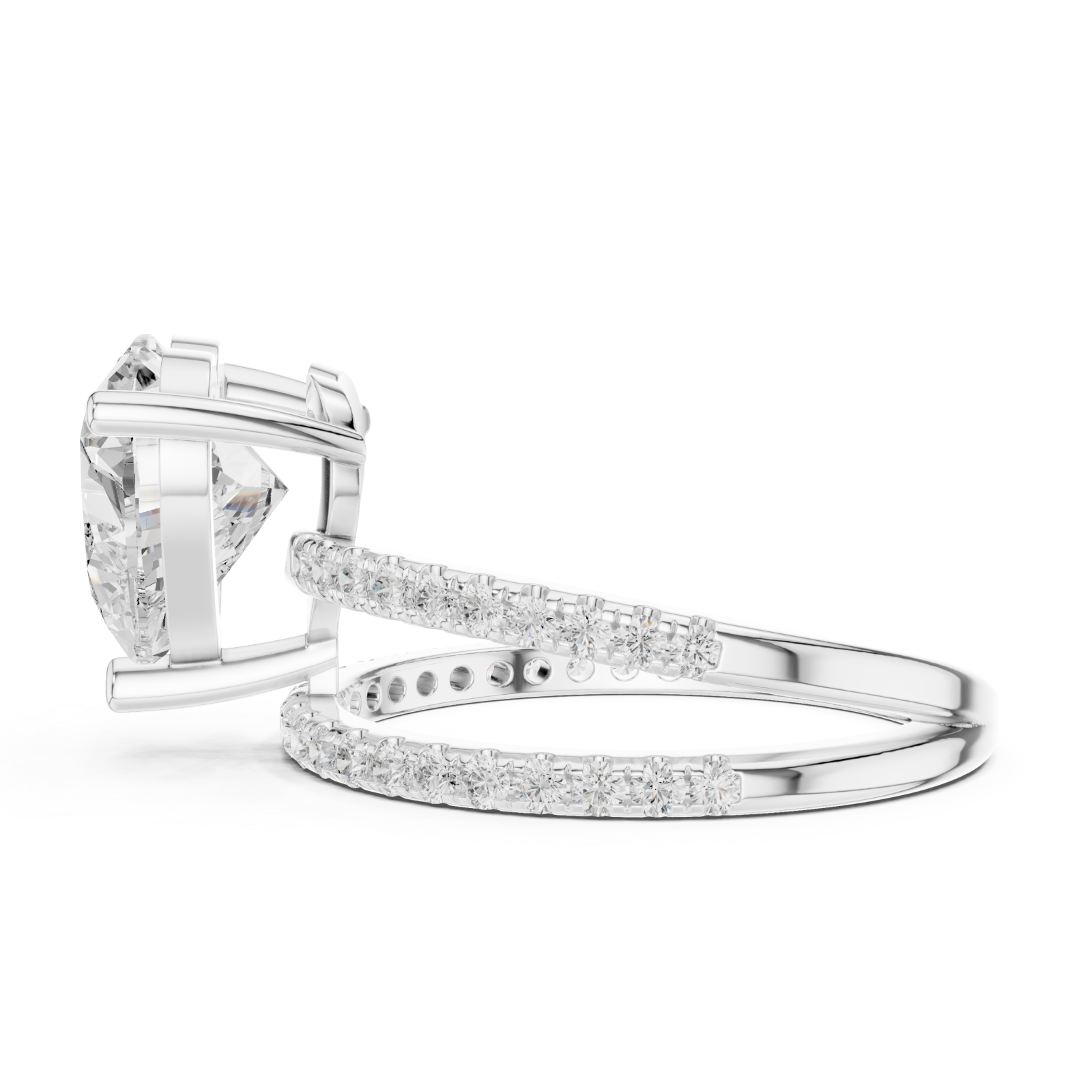  White Gold Luminous Heart Ascend Embrace Band Ring Side View