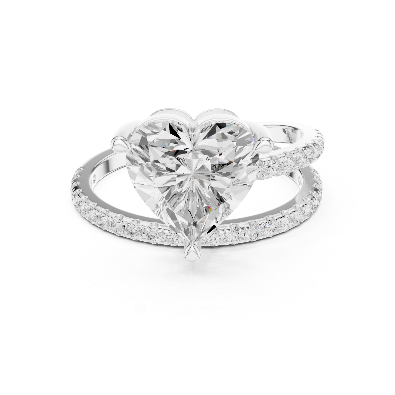  White Gold Luminous Heart Ascend Embrace Band Ring Front View