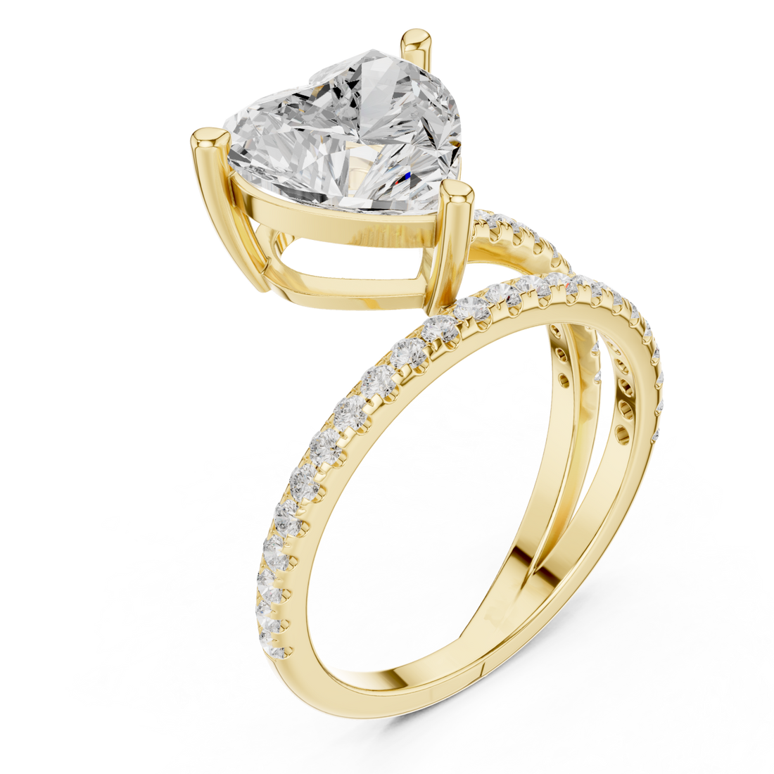 Gold Luminous Heart Ascend Embrace Band Ring Right View