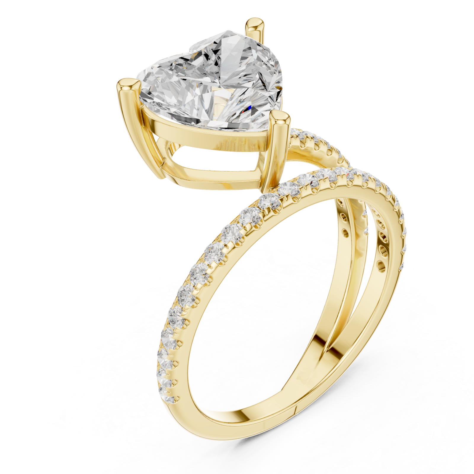 Gold Luminous Heart Ascend Embrace Band Ring Right View
