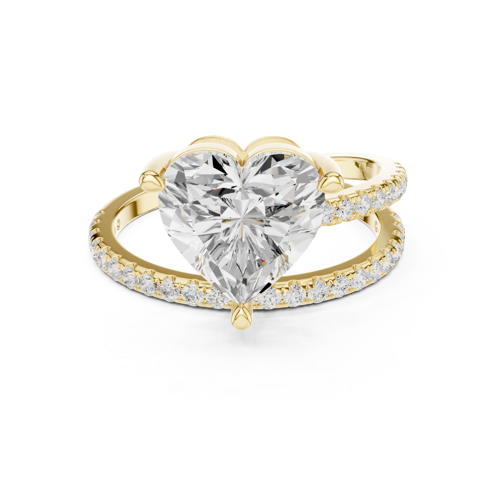  Gold Luminous Heart Ascend Embrace Band Ring Front View