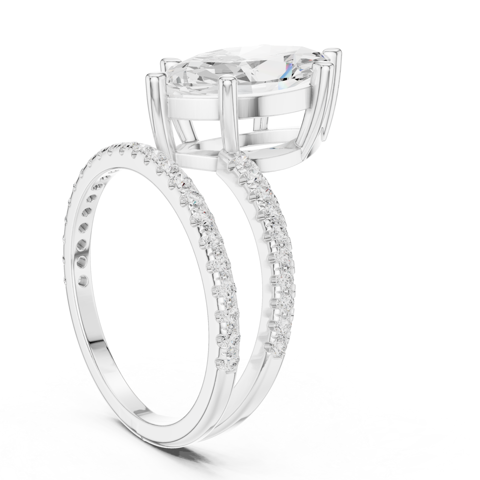  White Gold Enchanted Marquis Wave Accent Ring Left View