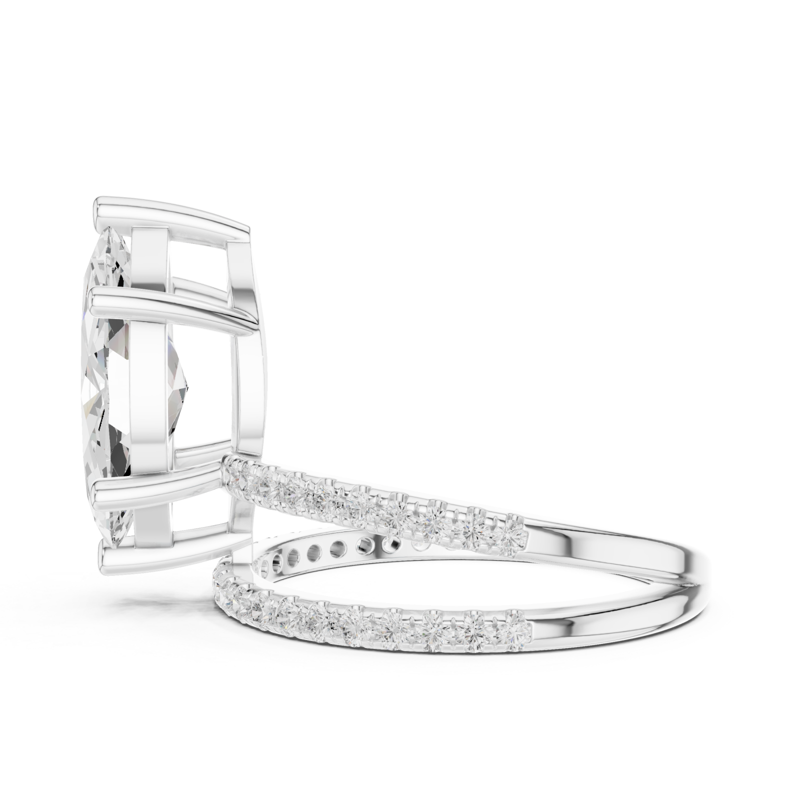  White Gold Enchanted Marquis Wave Accent Ring Side View