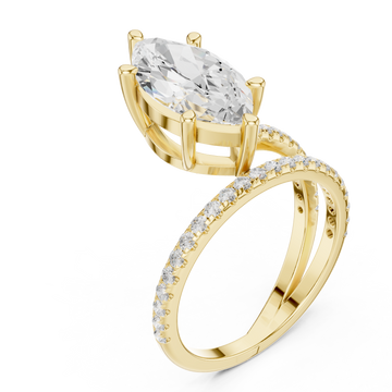 Gold Enchanted Marquis Wave Accent Ring Right View