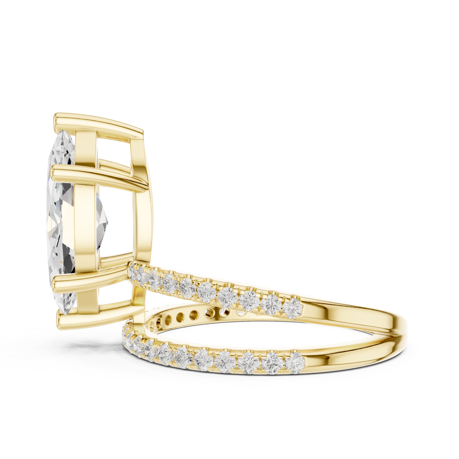  Gold Enchanted Marquis Wave Accent Ring Side View