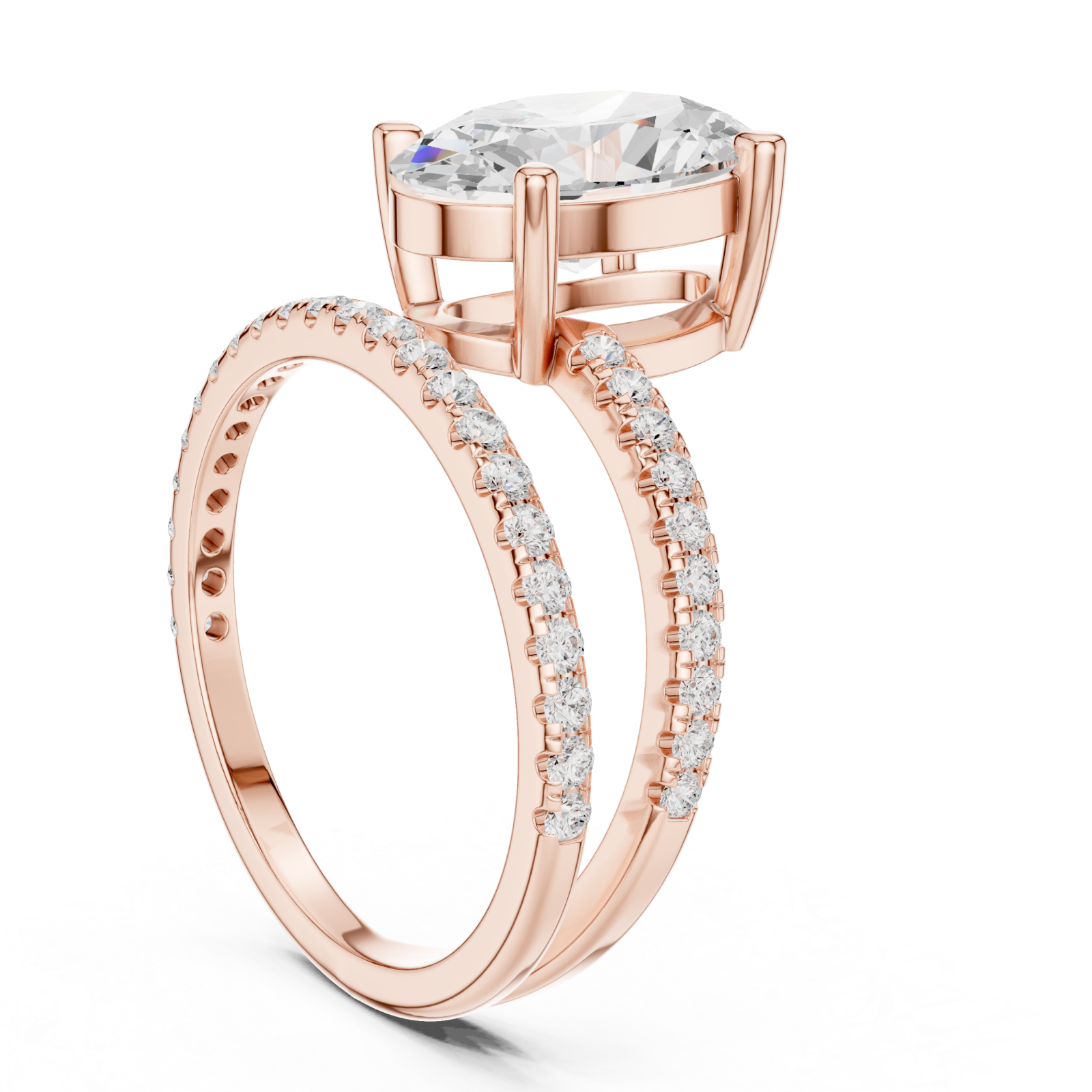  Rose Gold Refined Dreamscape Pavé Band Ring Left View