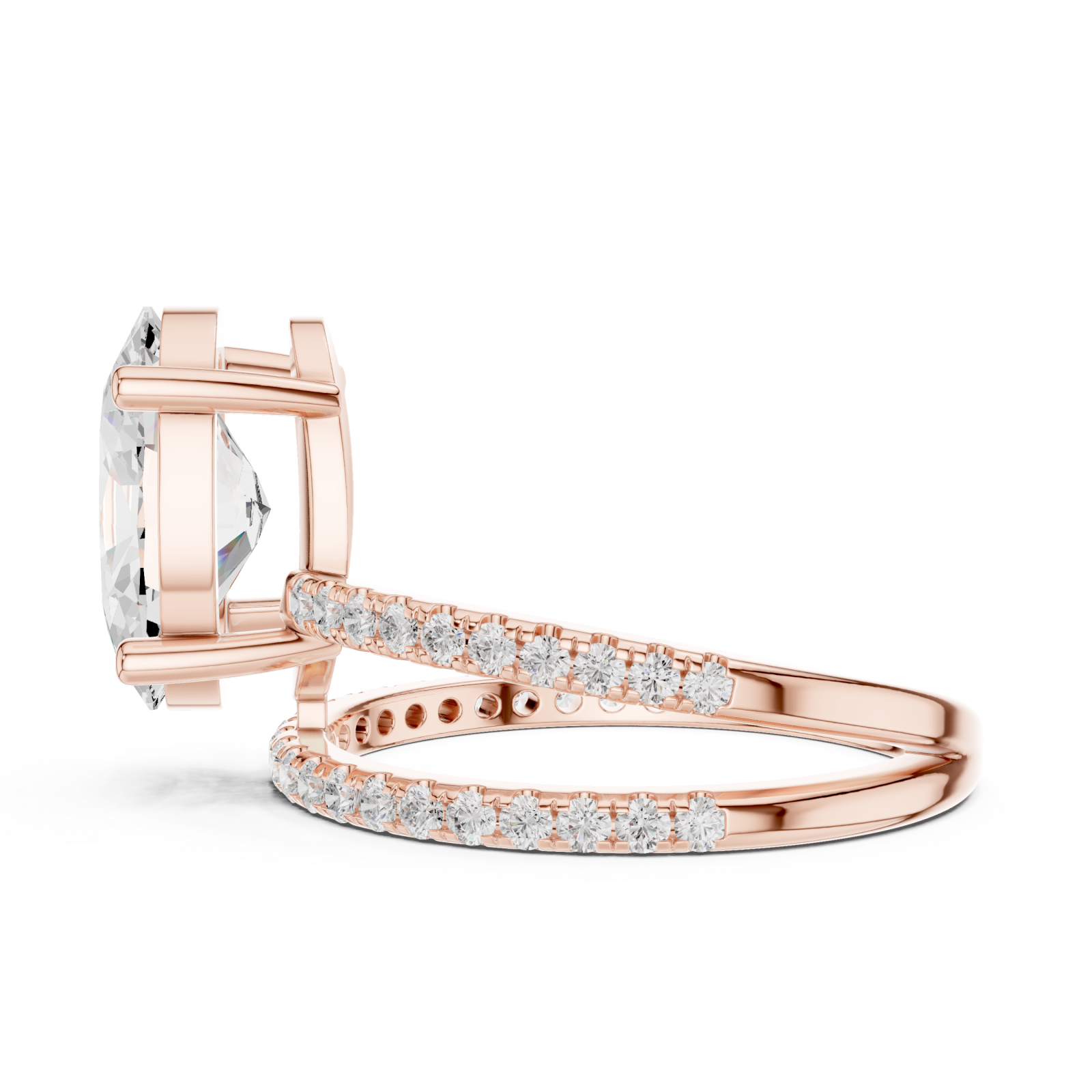  Rose Gold Refined Dreamscape Pavé Band Ring Side View