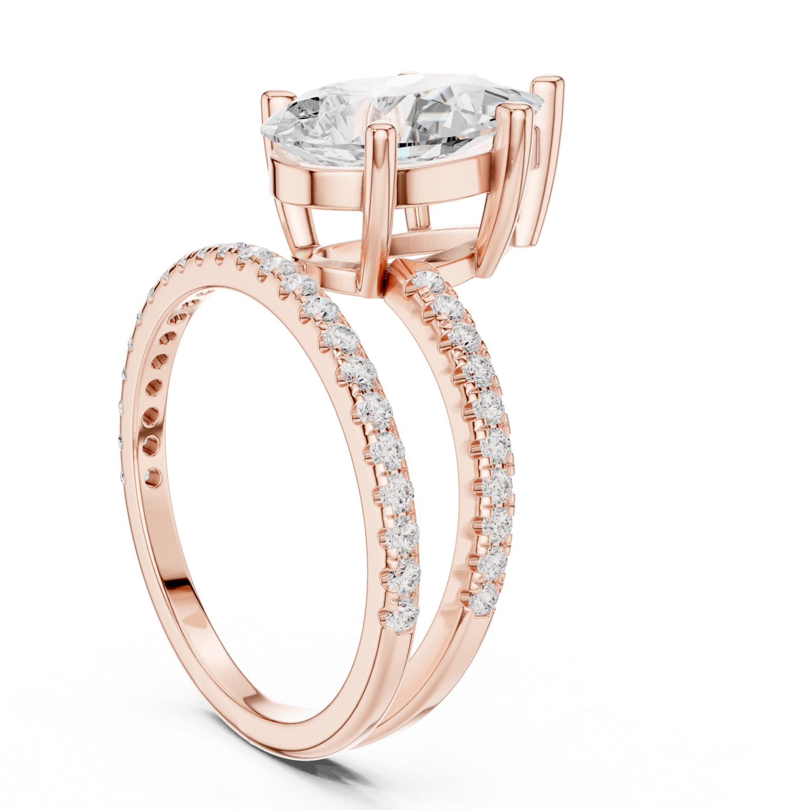  Rose Gold Luminous Crest Solitaire Eternity Ring Left View