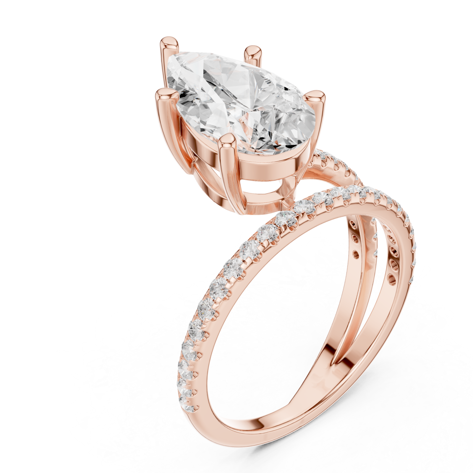  Rose Gold Luminous Crest Solitaire Eternity Ring Right View