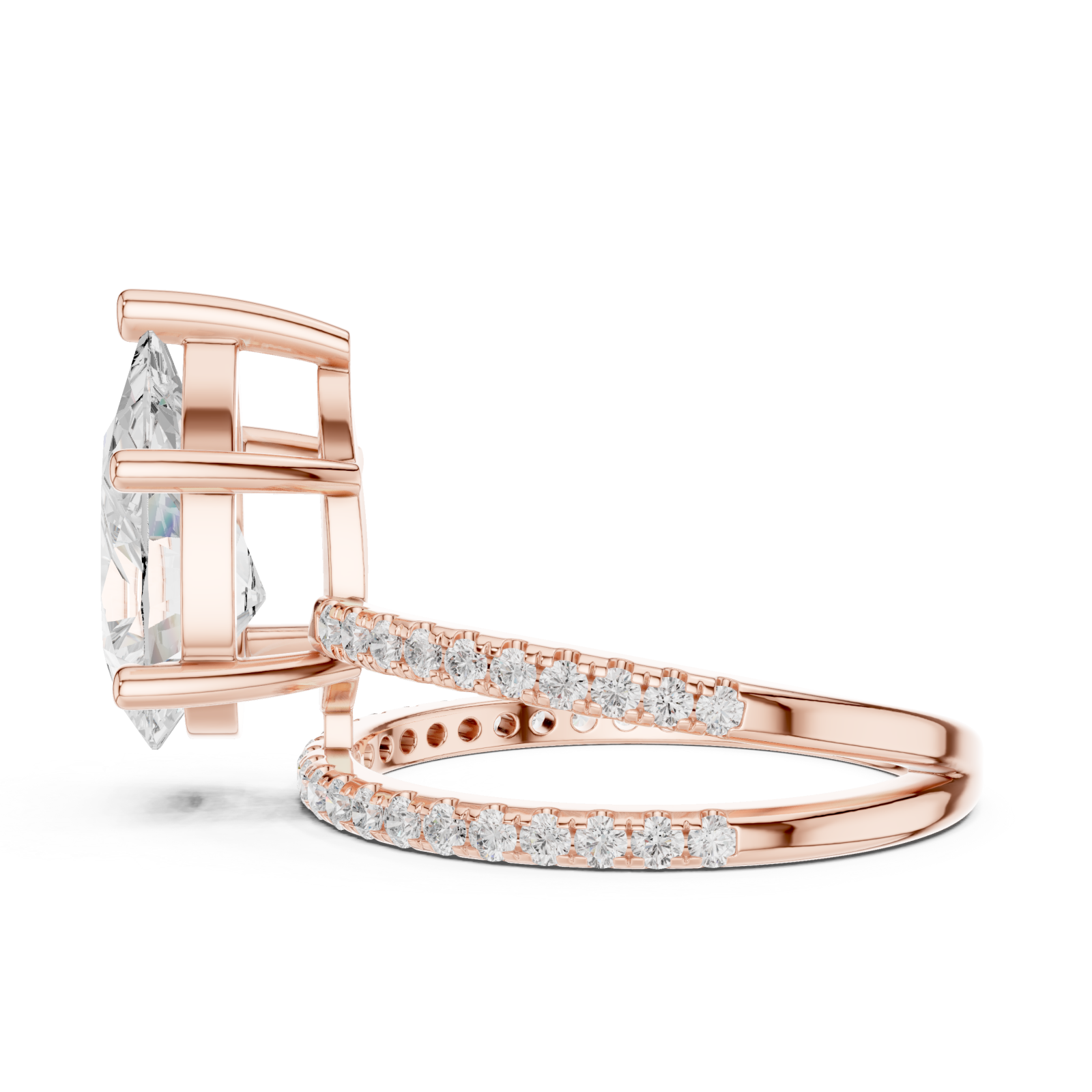  Rose Gold Luminous Crest Solitaire Eternity Ring Side View