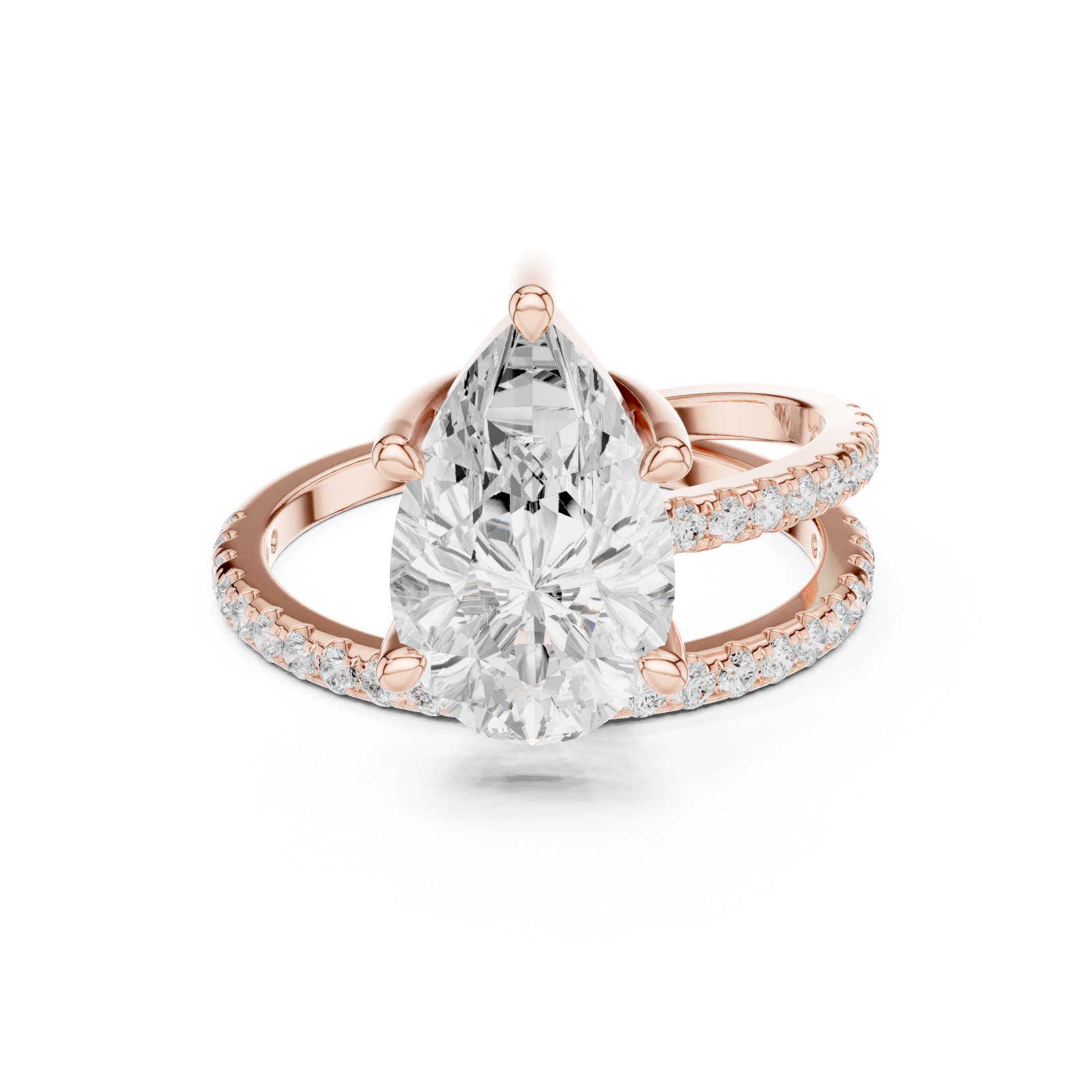  Rose Gold Luminous Crest Solitaire Eternity Ring Front View
