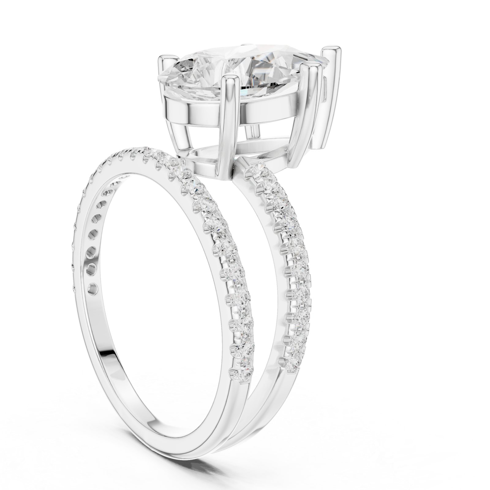  White Gold Luminous Crest Solitaire Eternity Ring Left View
