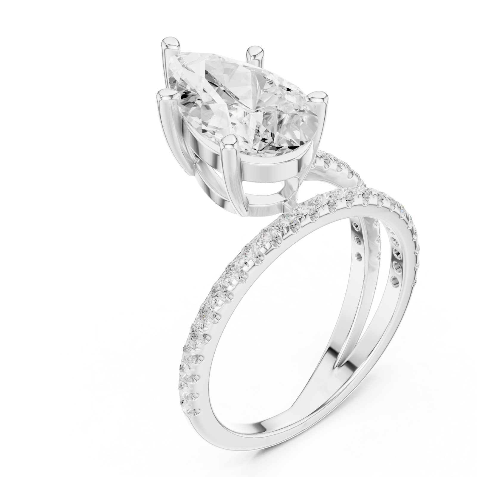 White Gold Luminous Crest Solitaire Eternity Ring Right View